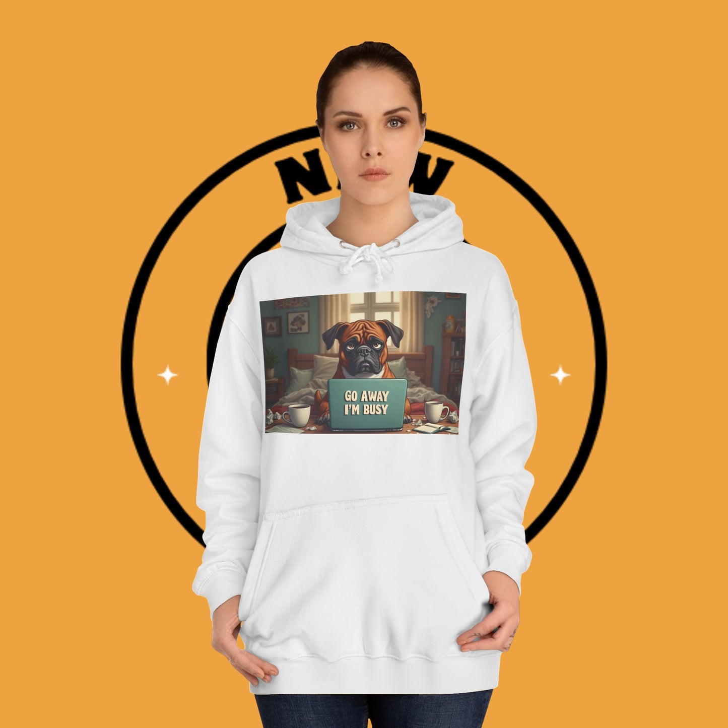 "Go Away I'm Busy" Working Dog Hoodie - Funny Office Humor Apparel | Remote Work Gift