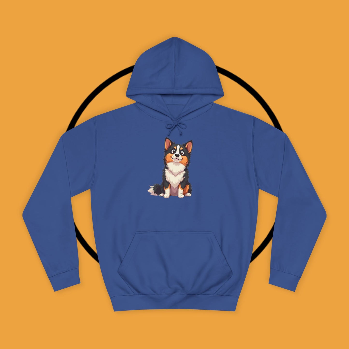 "Cute Tricolor Puppy Hoodie - Adorable Cartoon Dog Design | Kawaii Animal Streetwear for Dog Lovers"