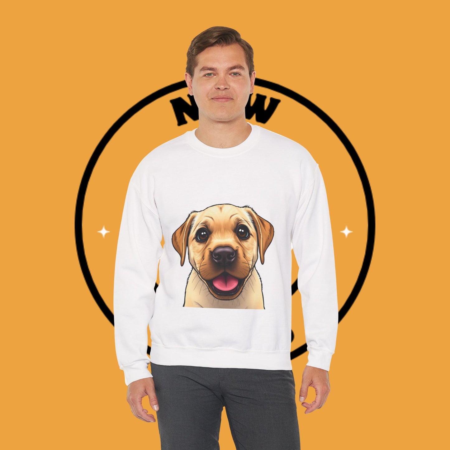 Labrador Puppy Crewneck Sweatshirt - Cartoon Dog Digital Art