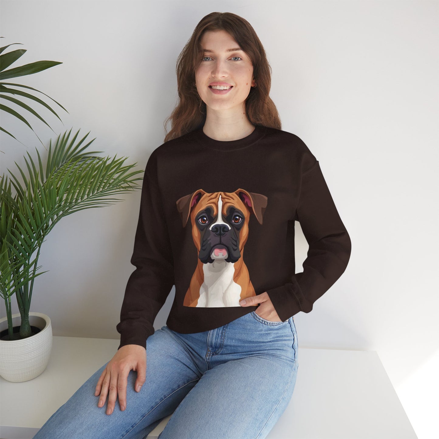Classic Boxer Dog Portrait Crewneck Sweatshirt | Elegant Dog Lover Gift | Minimalist Boxer Art