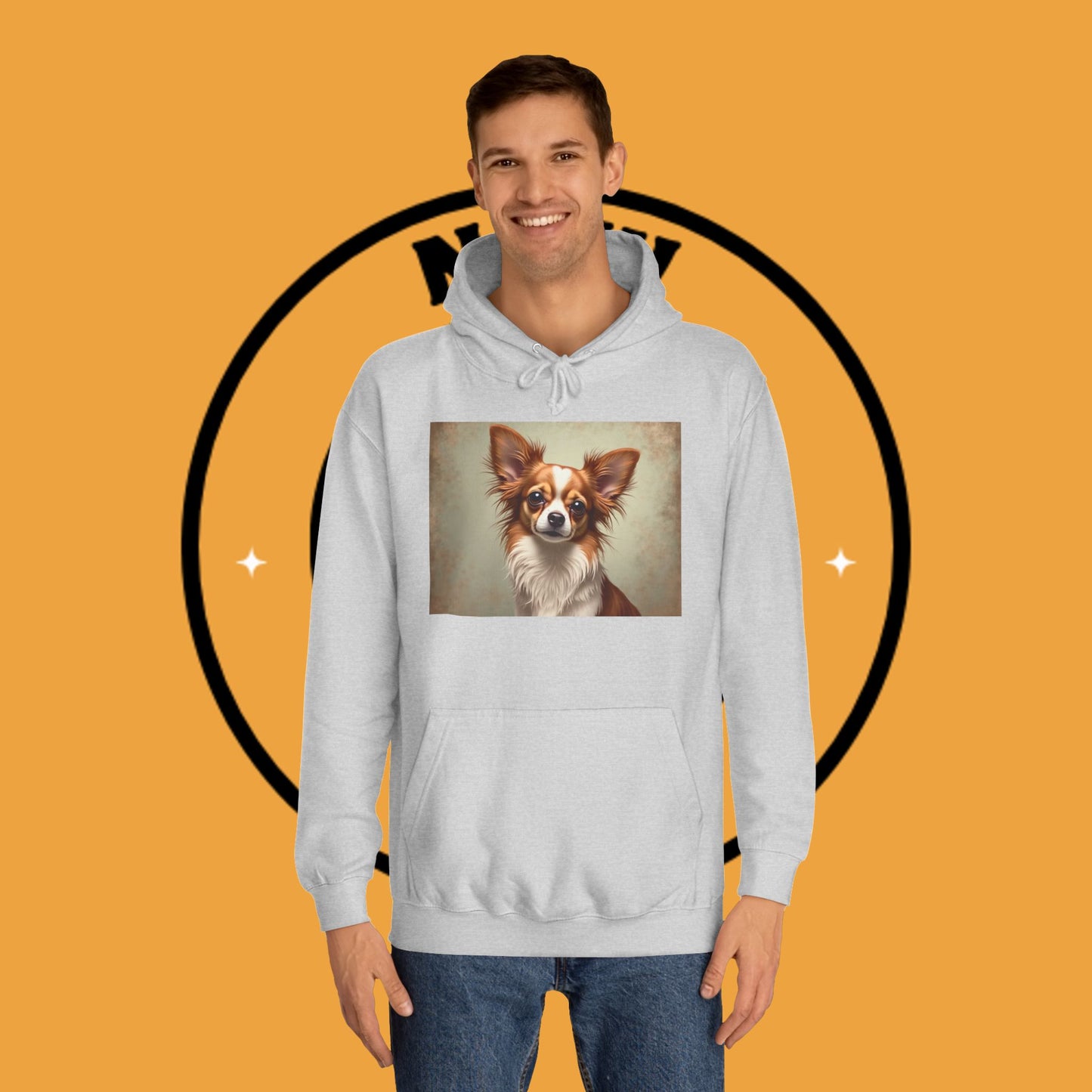 "Long Haired Chihuahua Portrait Hoodie | Elegant Pet Art | Classic Dog Painting Style | Beautiful Chihuahua Gift"