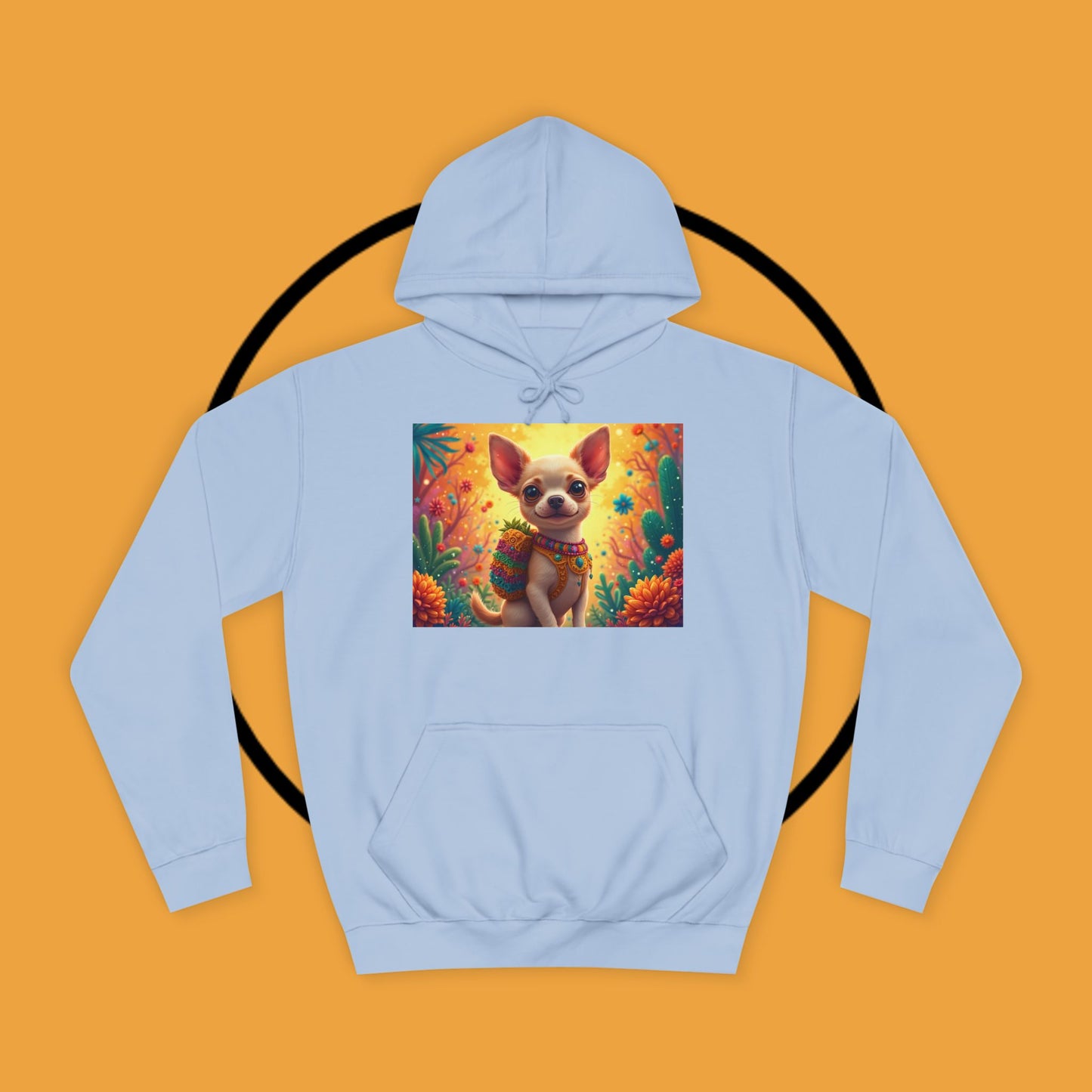 "Mexican Fiesta Chihuahua Hoodie | Day of Dead Dog Art | Colorful Desert Cactus Design | Cinco de Mayo Gift"