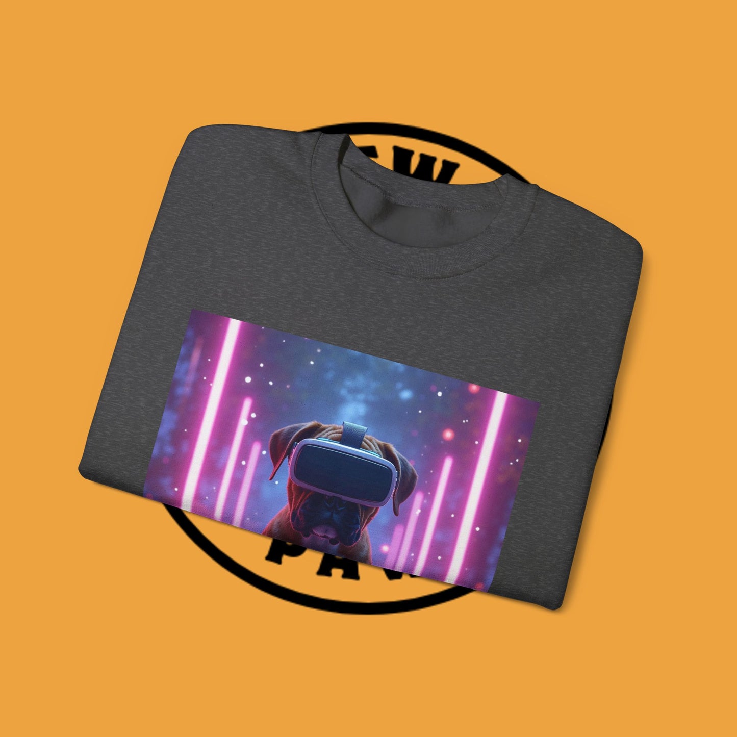 VR Gaming Boxer Dog Crewneck Sweatshirt | Funny Gamer Gift | Virtual Reality Puppy Design