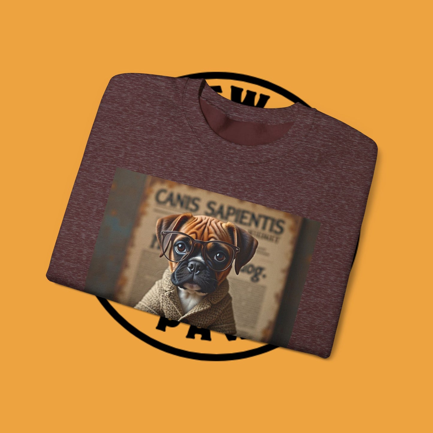 Professor Puppy Glasses Crewneck Sweatshirt - Scholarly Dog Design - Academic Pet Lover Gift