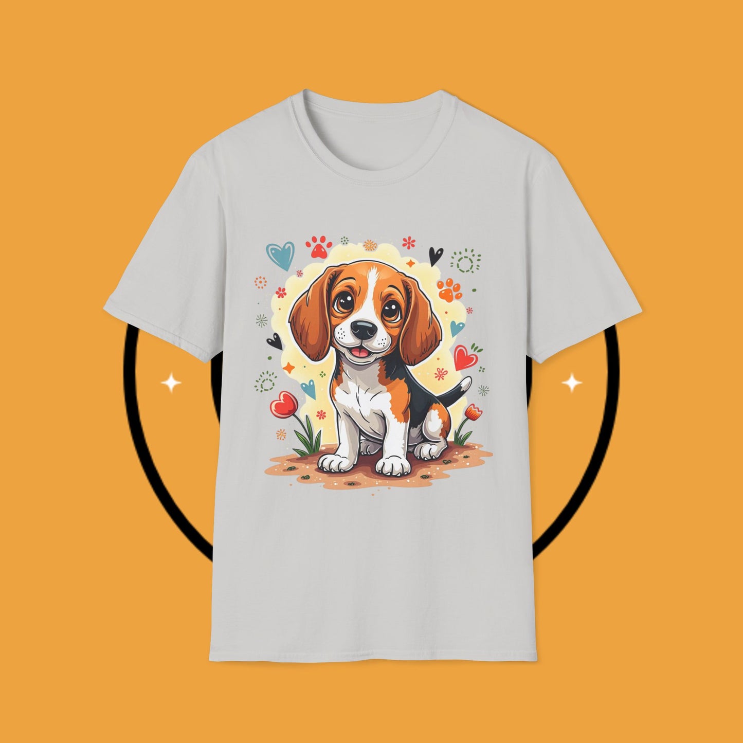 Adorable Beagle Puppy with Hearts & Paws T-Shirt - Cute Dog Love Design Graphic Tee
