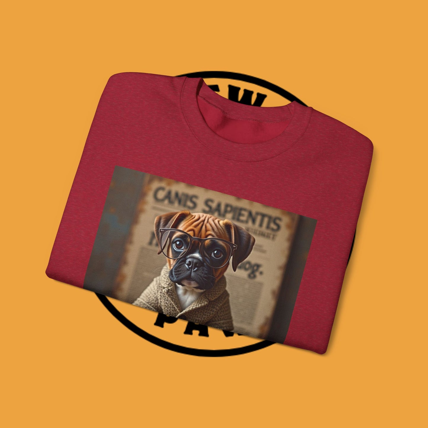 Professor Puppy Glasses Crewneck Sweatshirt - Scholarly Dog Design - Academic Pet Lover Gift