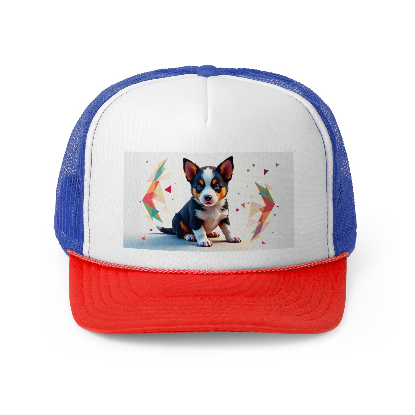 Geometric Puppy Trucker Hat - Modern Art Dog Cap - Abstract Design Baseball Hat