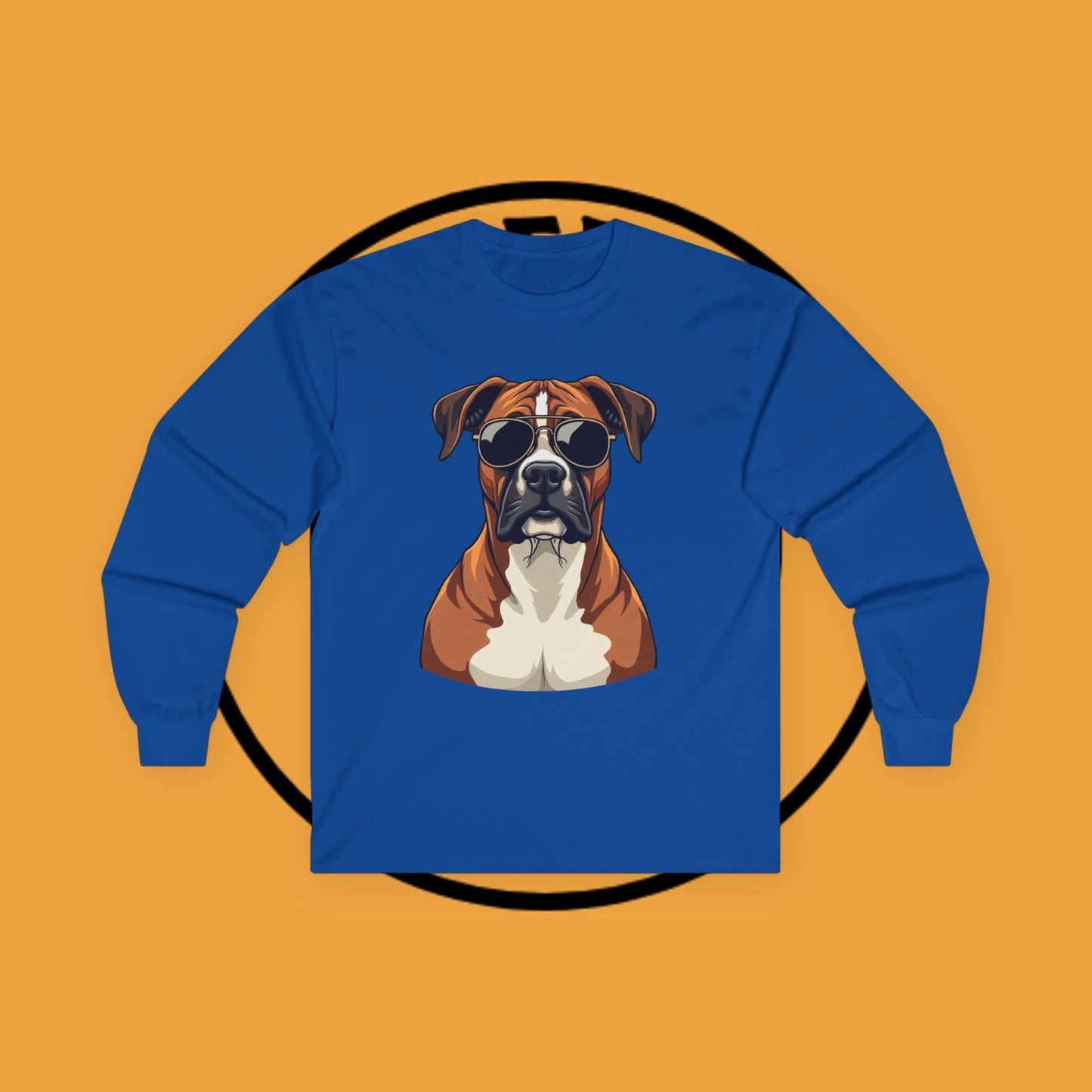 Cool Boxer Dog with Sunglasses Long Sleeve T-Shirt - Funny Aviator Style Design