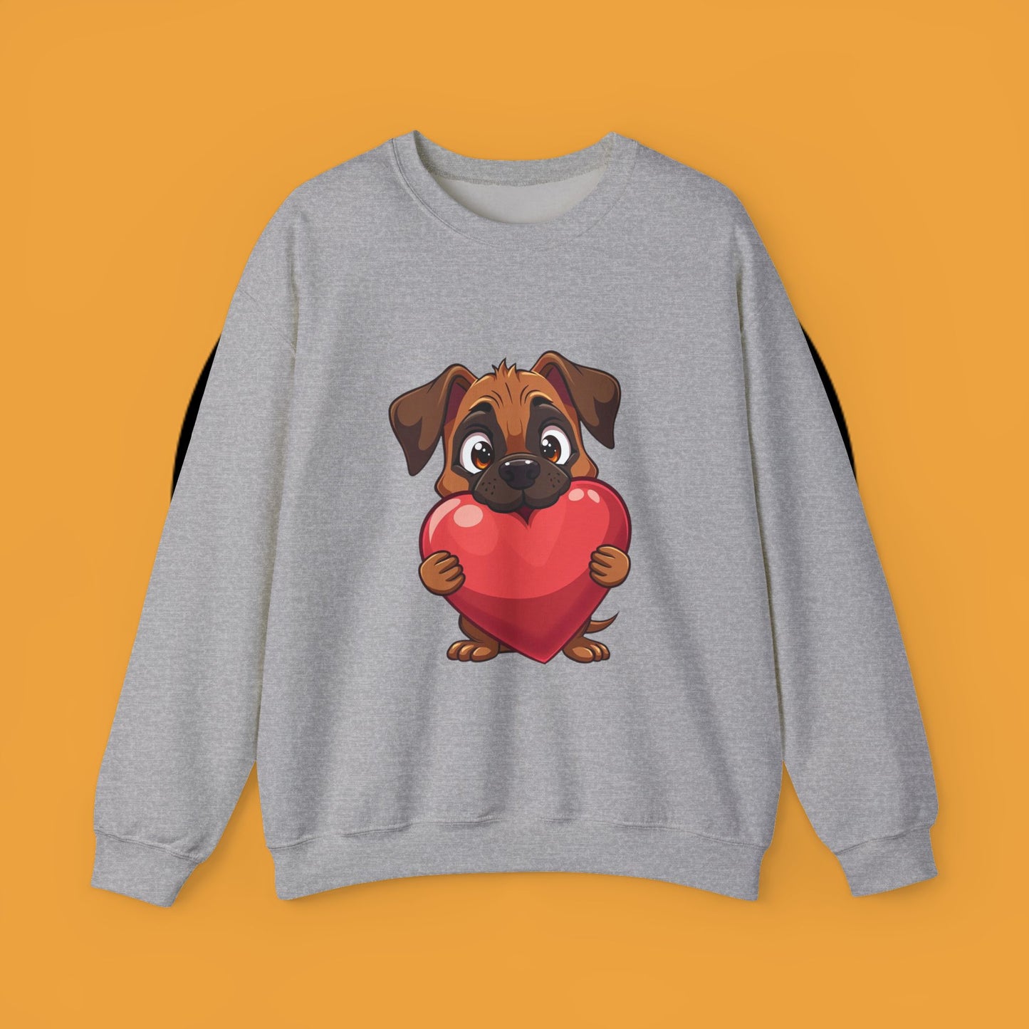 Adorable Puppy Love Heart Crewneck Sweatshirt - Perfect Gift for Dog Lovers