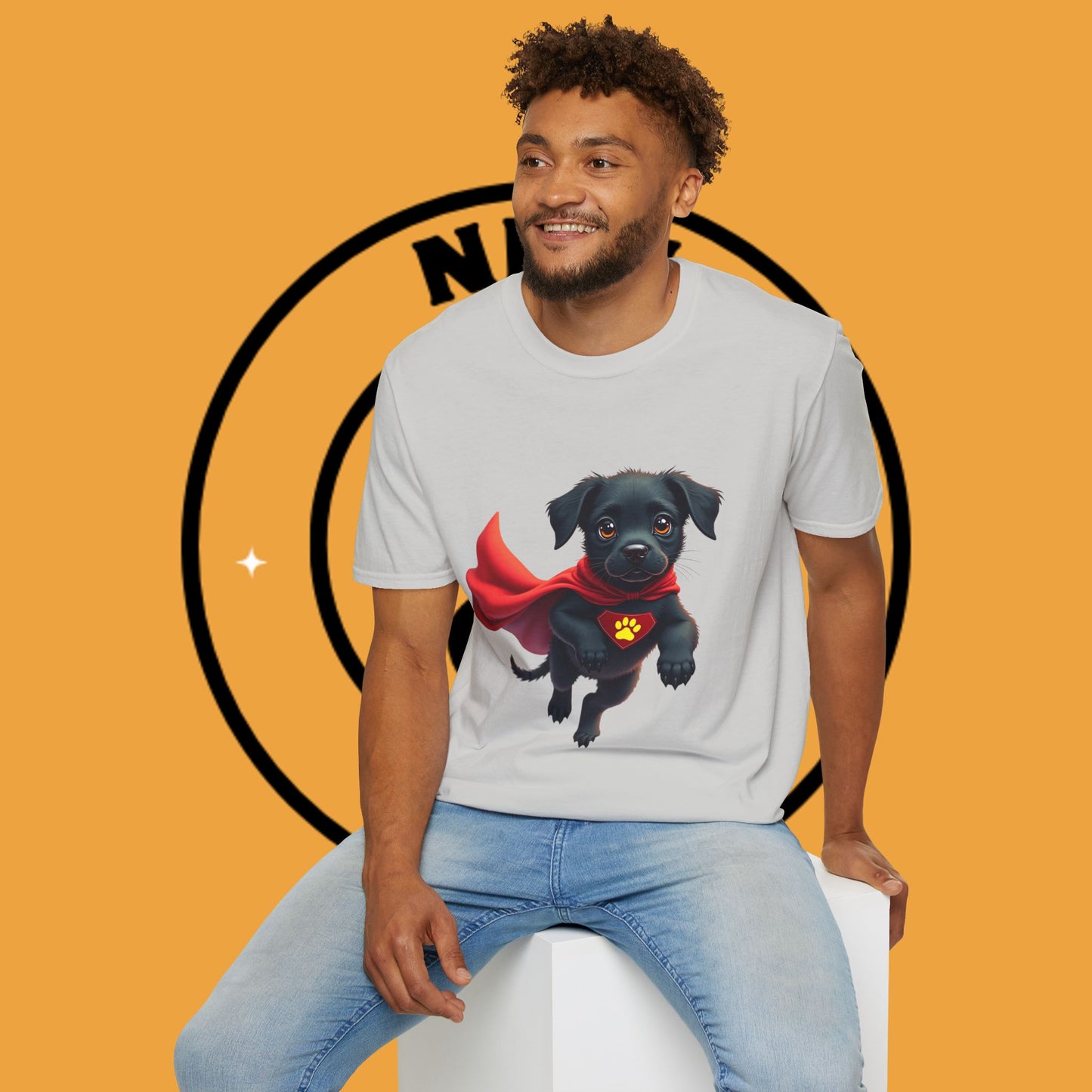 Superhero Retriever Puppy - Dog - Unisex T-Shirt Design Tiny Hero 🦸♂️ | Adorable Black Puppy Superhero T-Shirt for Canine Crusaders