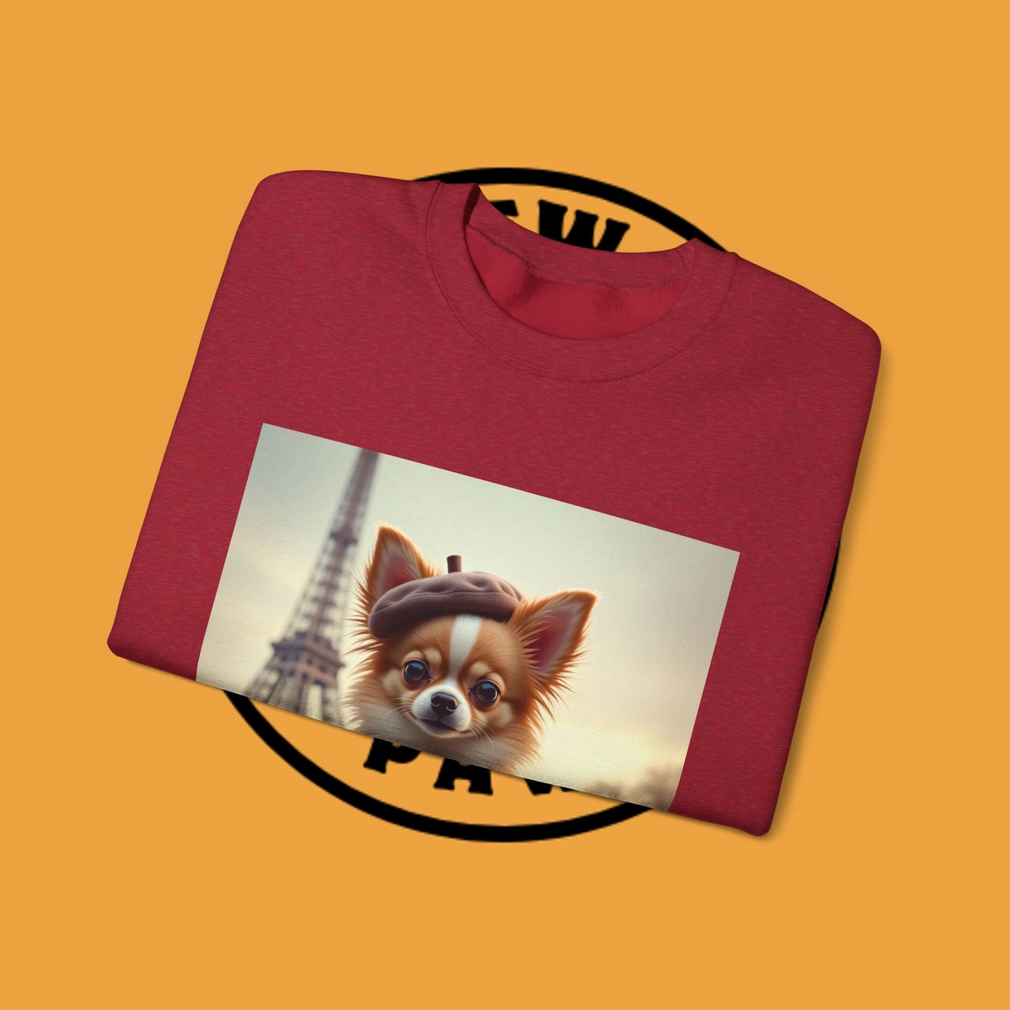 Parisian Chihuahua Beret Sweatshirt | French Dog Eiffel Tower Design | Travel Lover Gift