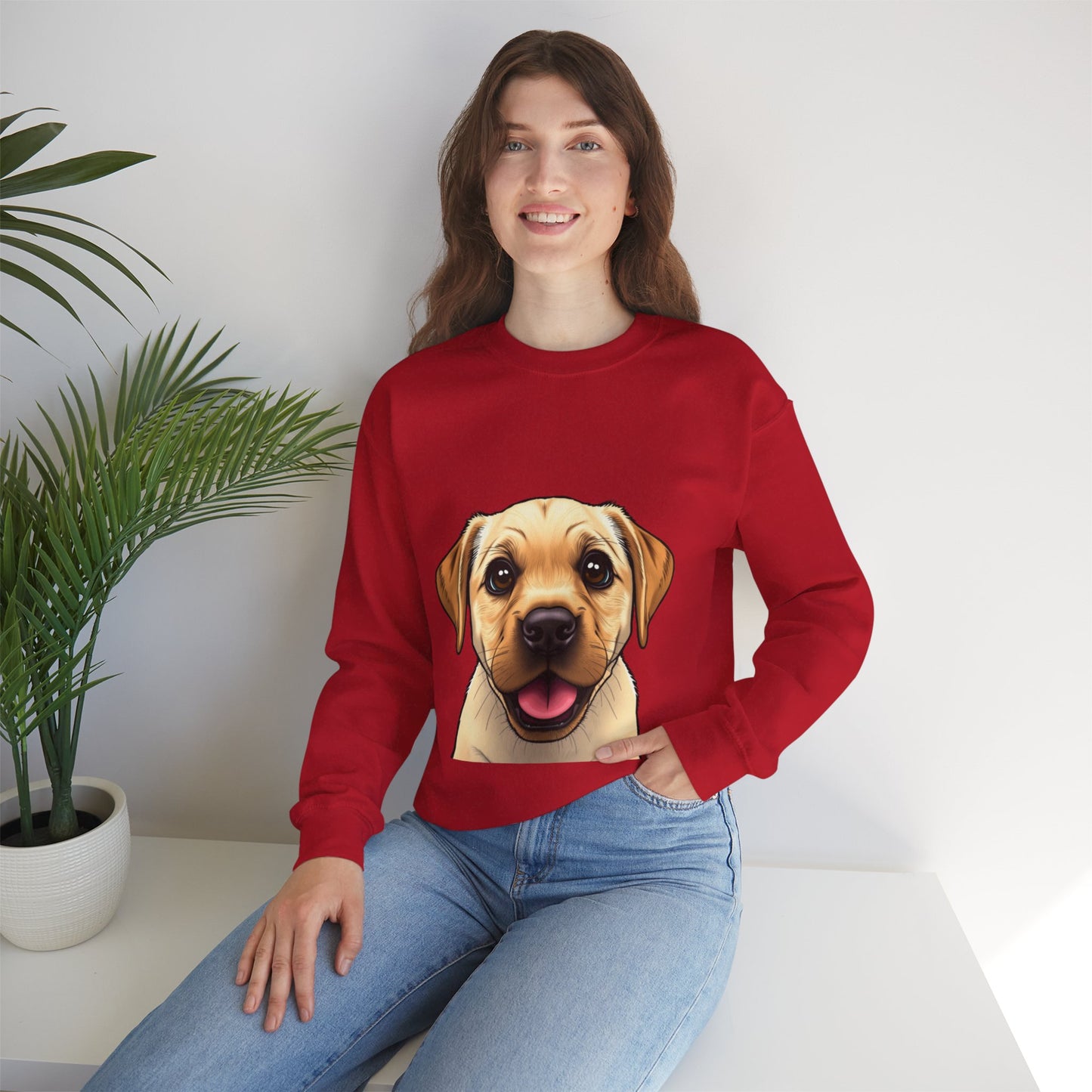 Labrador Puppy Crewneck Sweatshirt - Cartoon Dog Digital Art