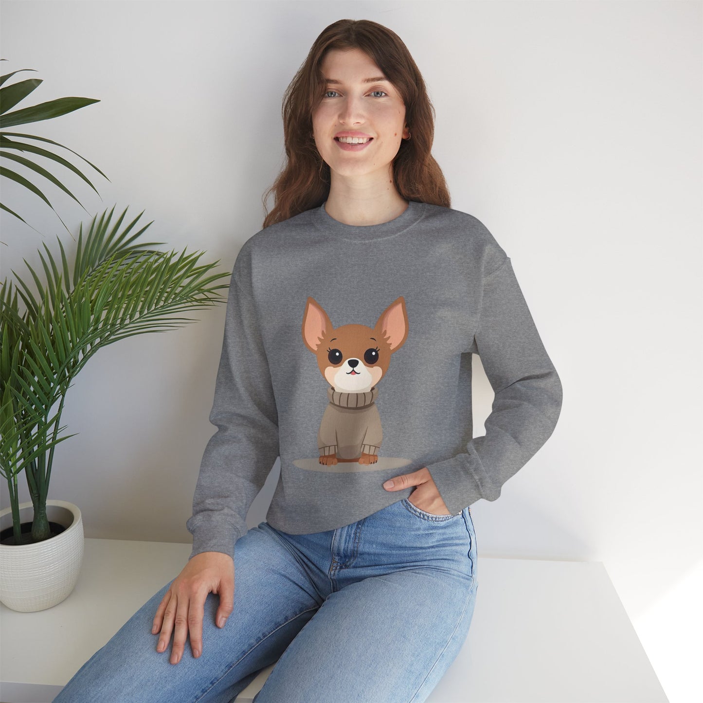 Cute Chihuahua Kawaii Sweatshirt | Cozy Dog in Sweater Design | Adorable Pet Lover Gift