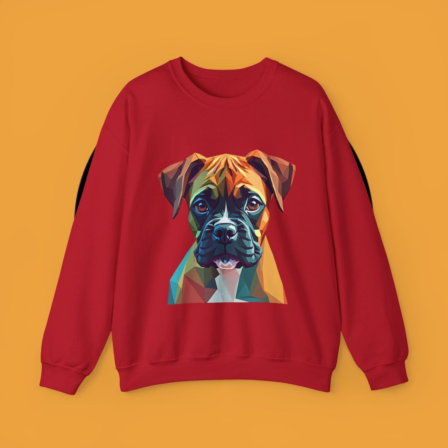 Geometric Boxer Dog Crewneck Sweatshirt - Polygon Art Pet Portrait - Modern Design Lover Gift