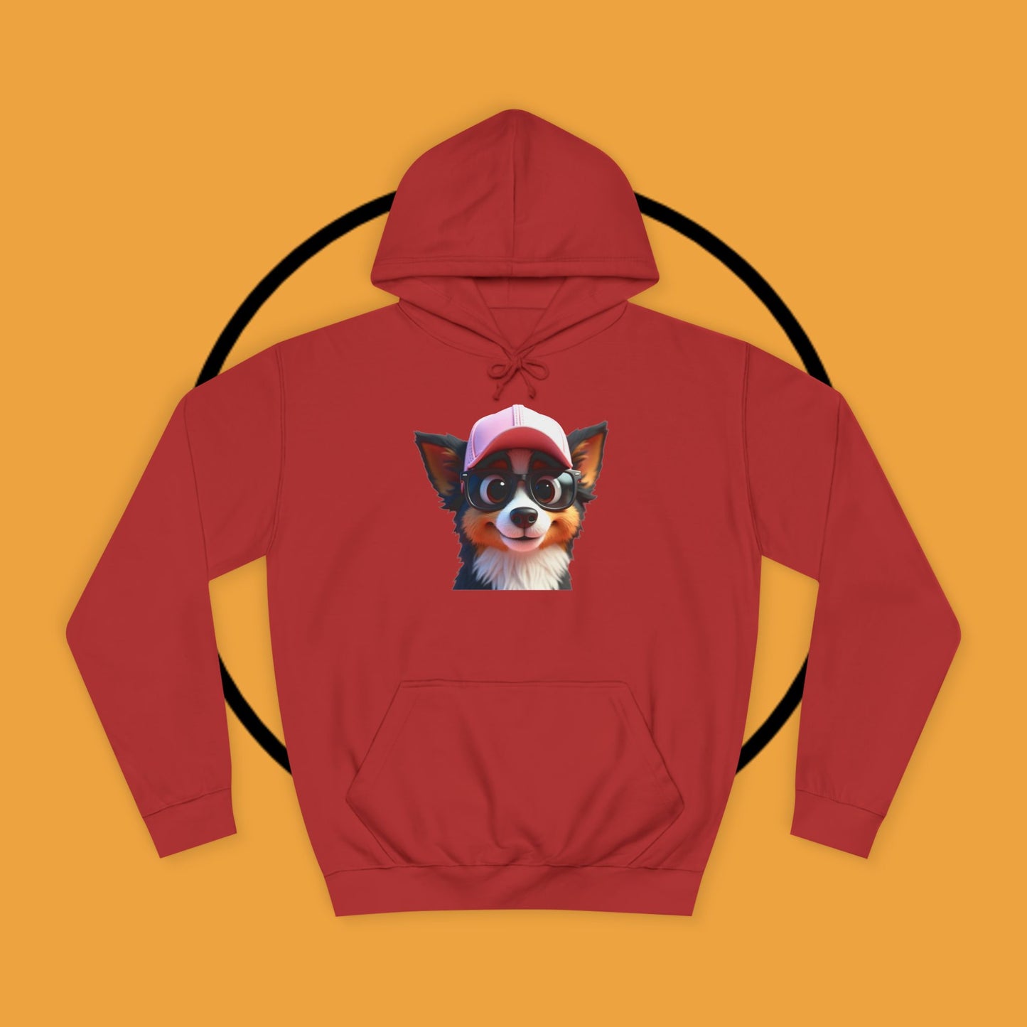 "Hipster Border Collie Puppy with Glasses & Cap Hoodie - Cute Trendy Dog Sweatshirt | Fun Design"