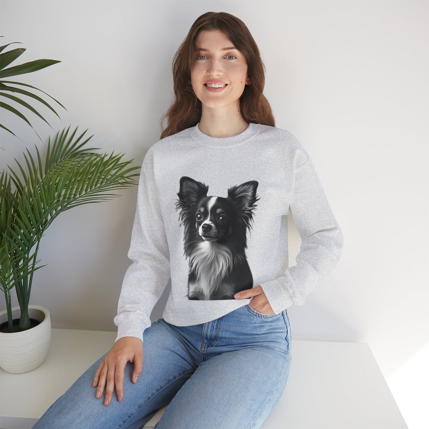 Vintage Chihuahua Portrait Sweatshirt | Black White Dog Photography | Classic Pet Art Design