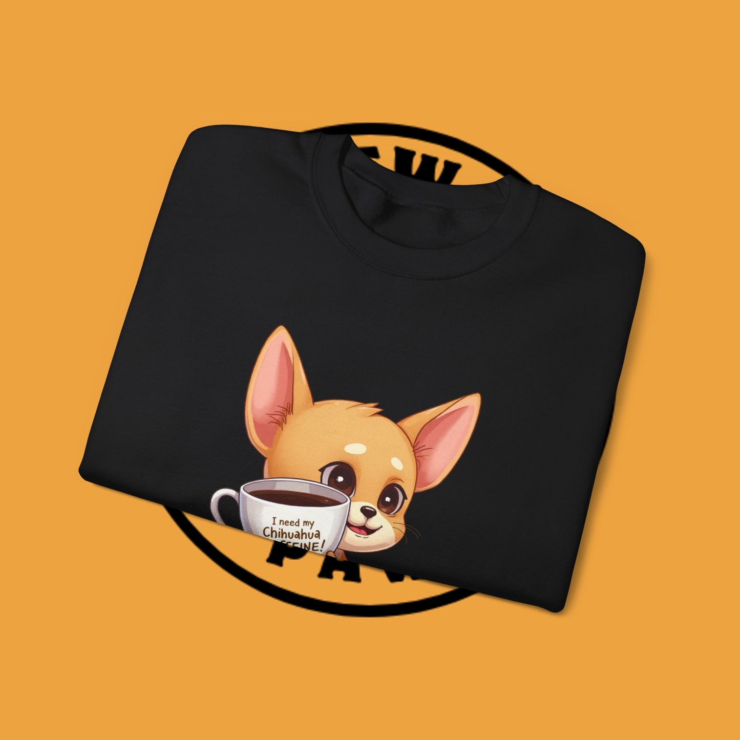 Coffee Chihuahua Sweatshirt - "I Need My Chihuahua Caffeine" Funny Dog Coffee Lover Gift