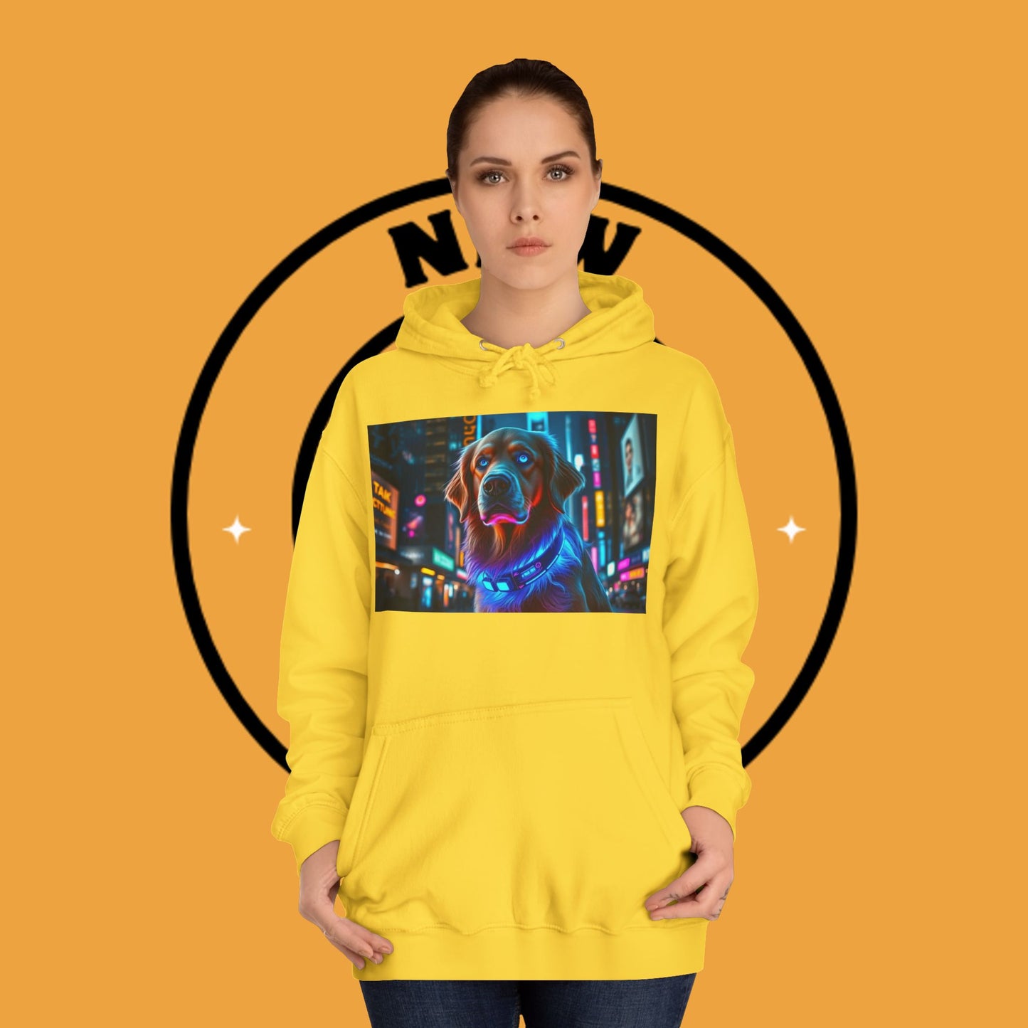 Neon City Lights – Futuristic Urban Dog Hoodie - Unisex Hoodies
