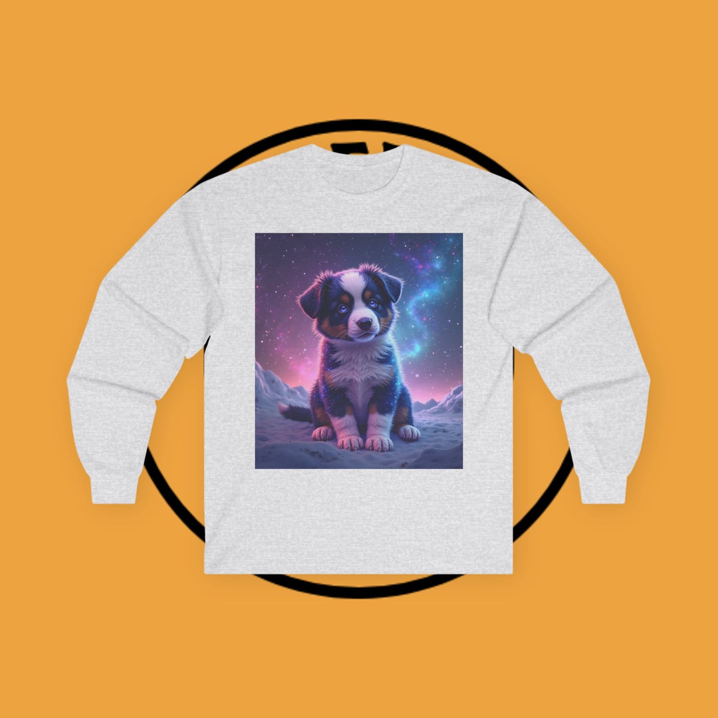 Galaxy Border Collie Puppy Long Sleeve Tee - Cosmic Dog Art Shirt | Space Pet Apparel