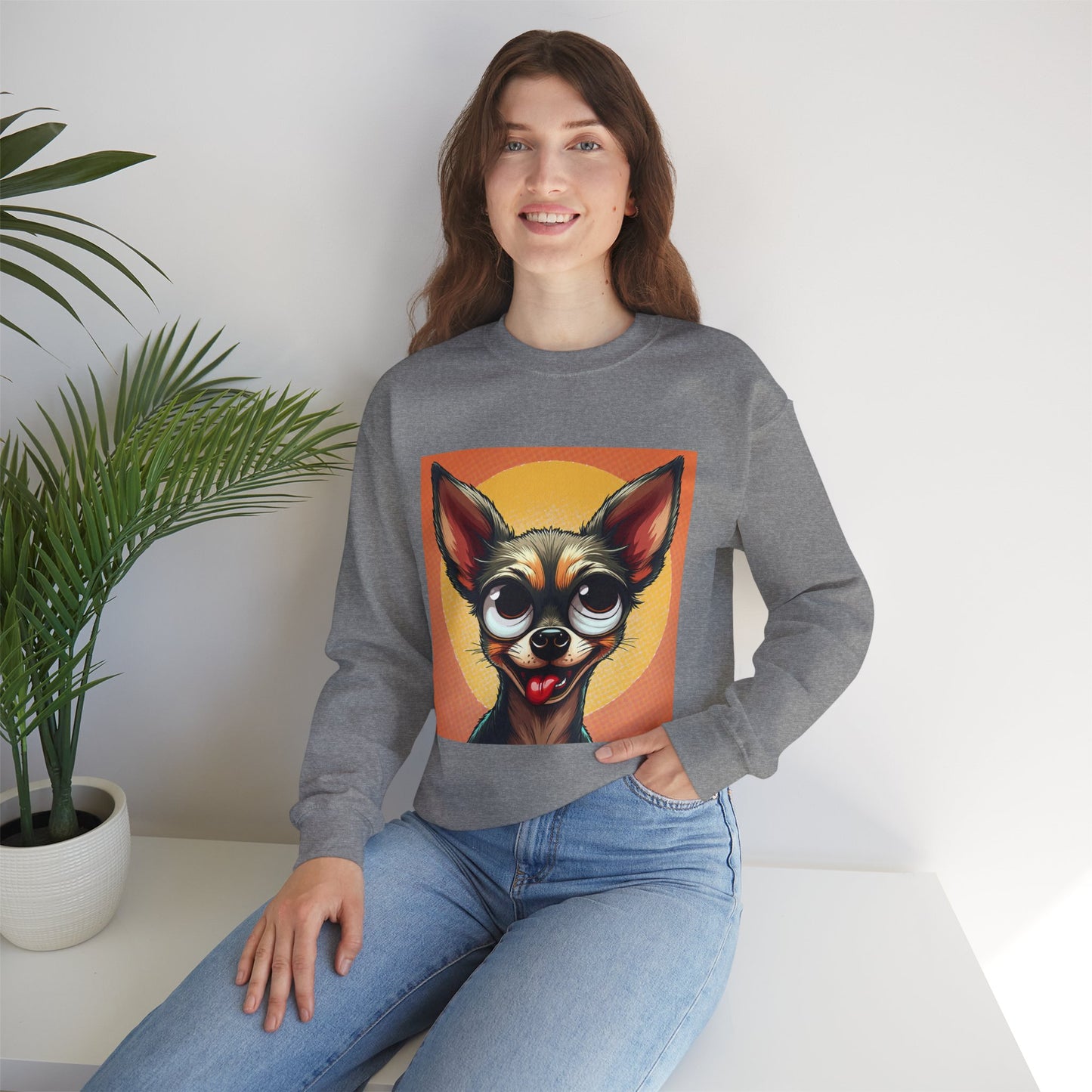 Cute Chihuahua Crewneck Sweatshirt - Funny Dog Lover Gift | Adorable Pet Portrait Pullover