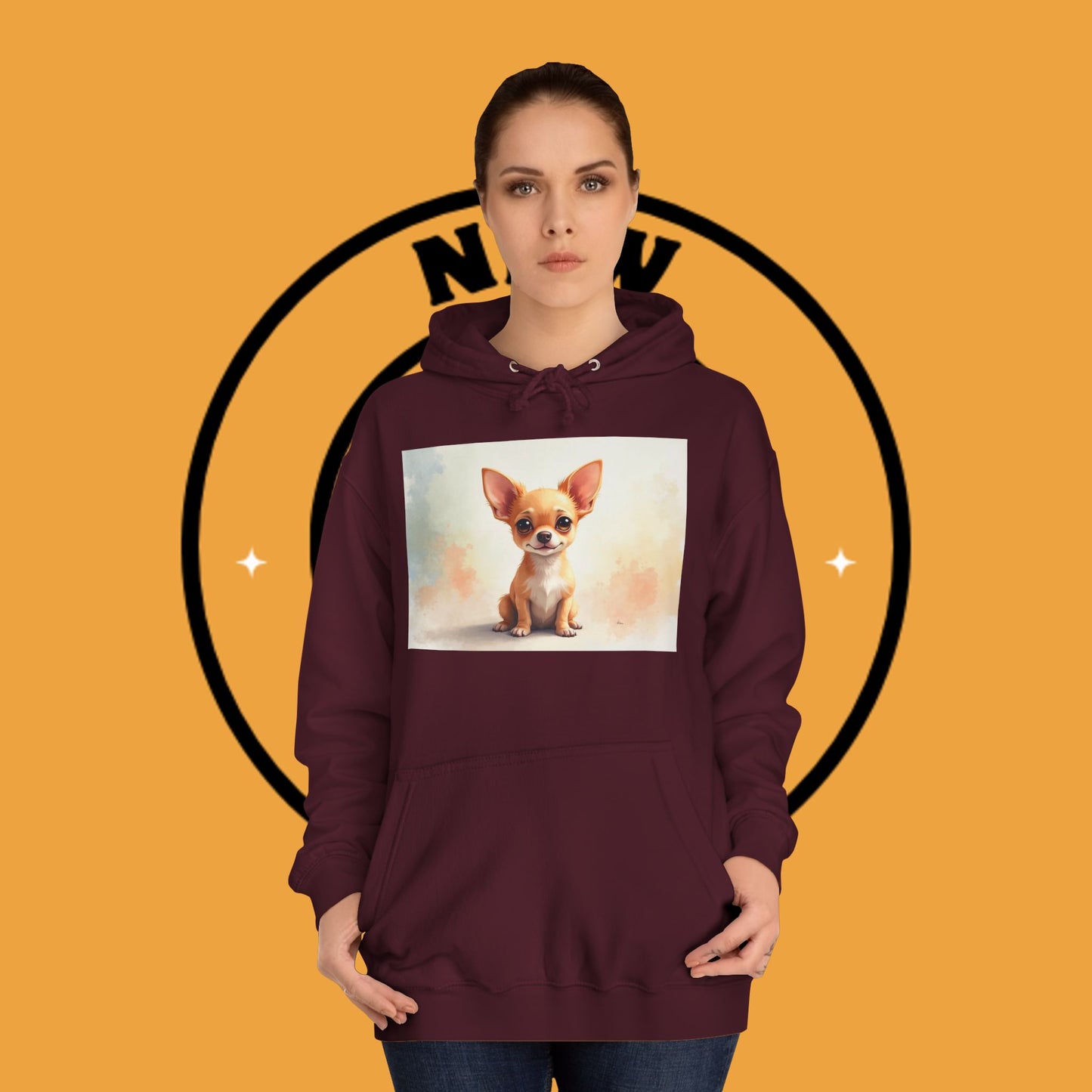 Watercolor Chihuahua Puppy Hoodie - Artistic Dog Portrait Sweatshirt