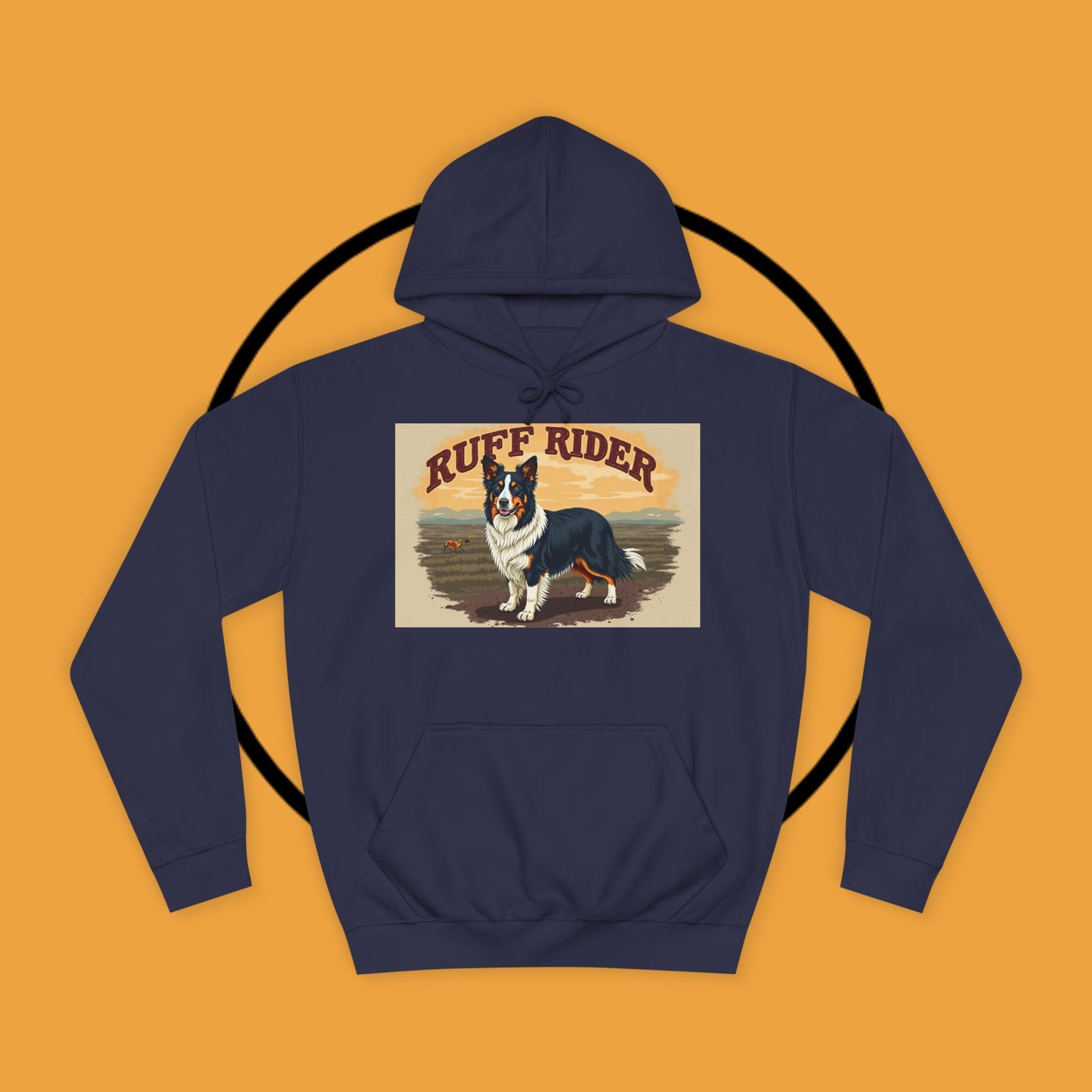 "Ruff Rider Border Collie Hoodie - Vintage Western Dog Lover Sweatshirt | Premium Quality Comfort Wear"