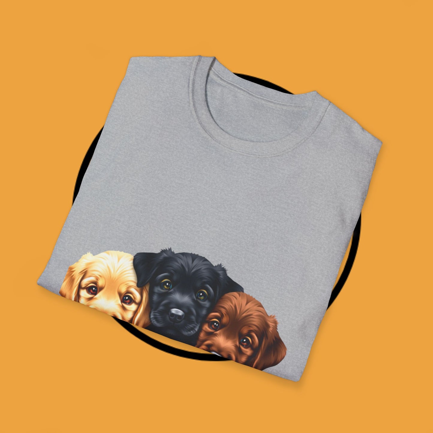 3 Adorable Retrievers Puppys - Dog - Unisex T-Shirt Design "Retriever Squad ๐พ | Trio of Cuteness T-Shirt for Dog Devotees"