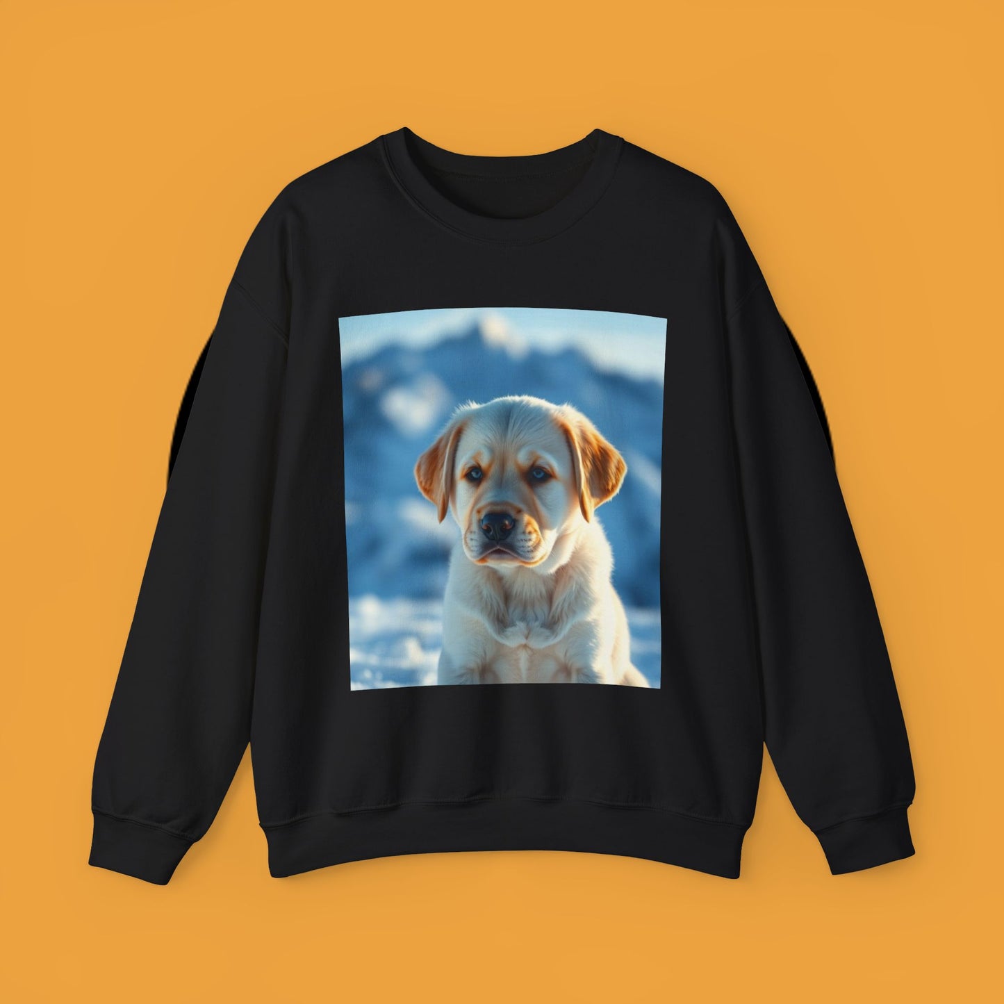 Crewneck Sweatshirt - Cute Labrador Puppy with Blue Eyes - Adorable Dog Portrait in Snow