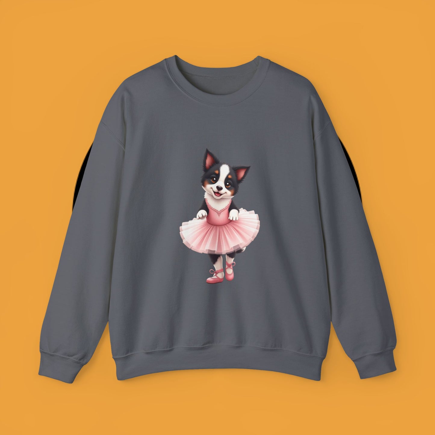 Cute Ballet Dog Crewneck Sweatshirt - Dancing Puppy in Pink Tutu Design | Kawaii Animal Lover Gift