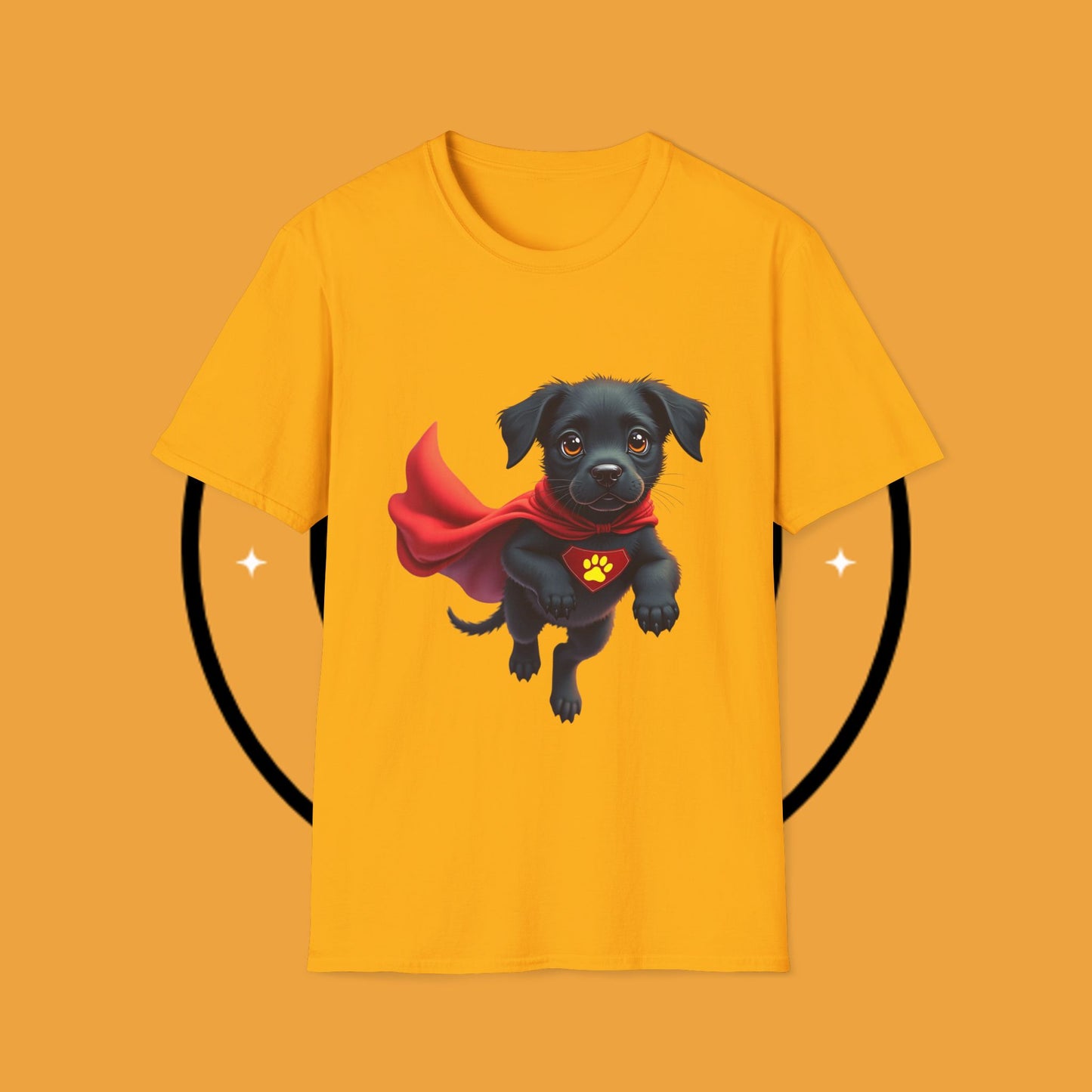 Superhero Retriever Puppy - Dog - Unisex T-Shirt Design Tiny Hero 🦸♂️ | Adorable Black Puppy Superhero T-Shirt for Canine Crusaders