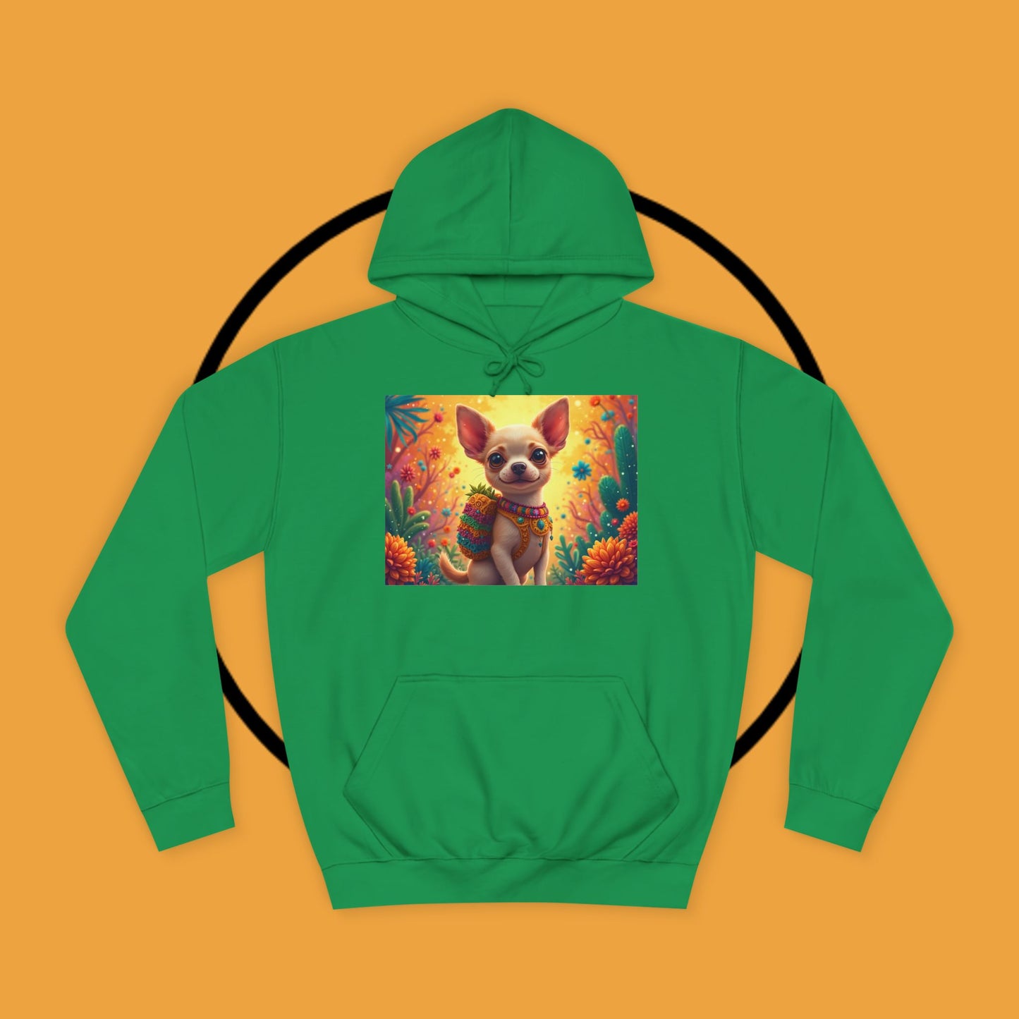 "Mexican Fiesta Chihuahua Hoodie | Day of Dead Dog Art | Colorful Desert Cactus Design | Cinco de Mayo Gift"