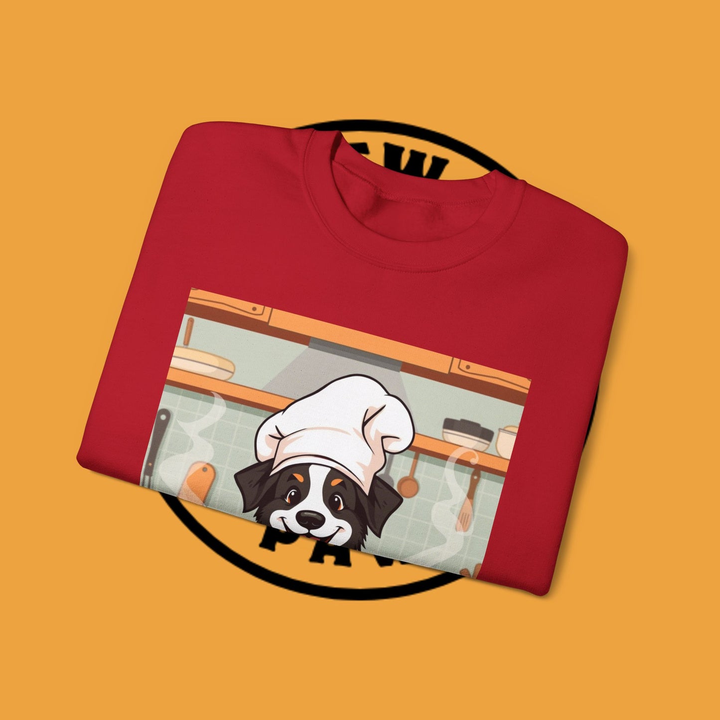 Chef Dog Crewneck Sweatshirt - Cute Puppy Cook with Chef Hat Kitchen Design | Culinary Lover Gift