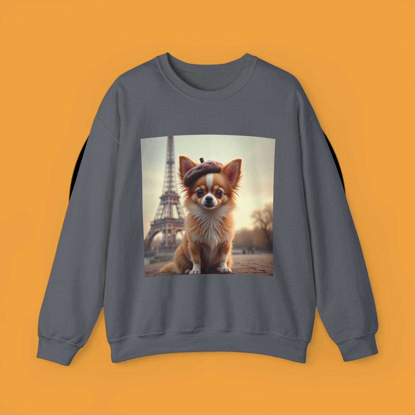 Parisian Chihuahua Beret Sweatshirt | French Dog Eiffel Tower Design | Travel Lover Gift