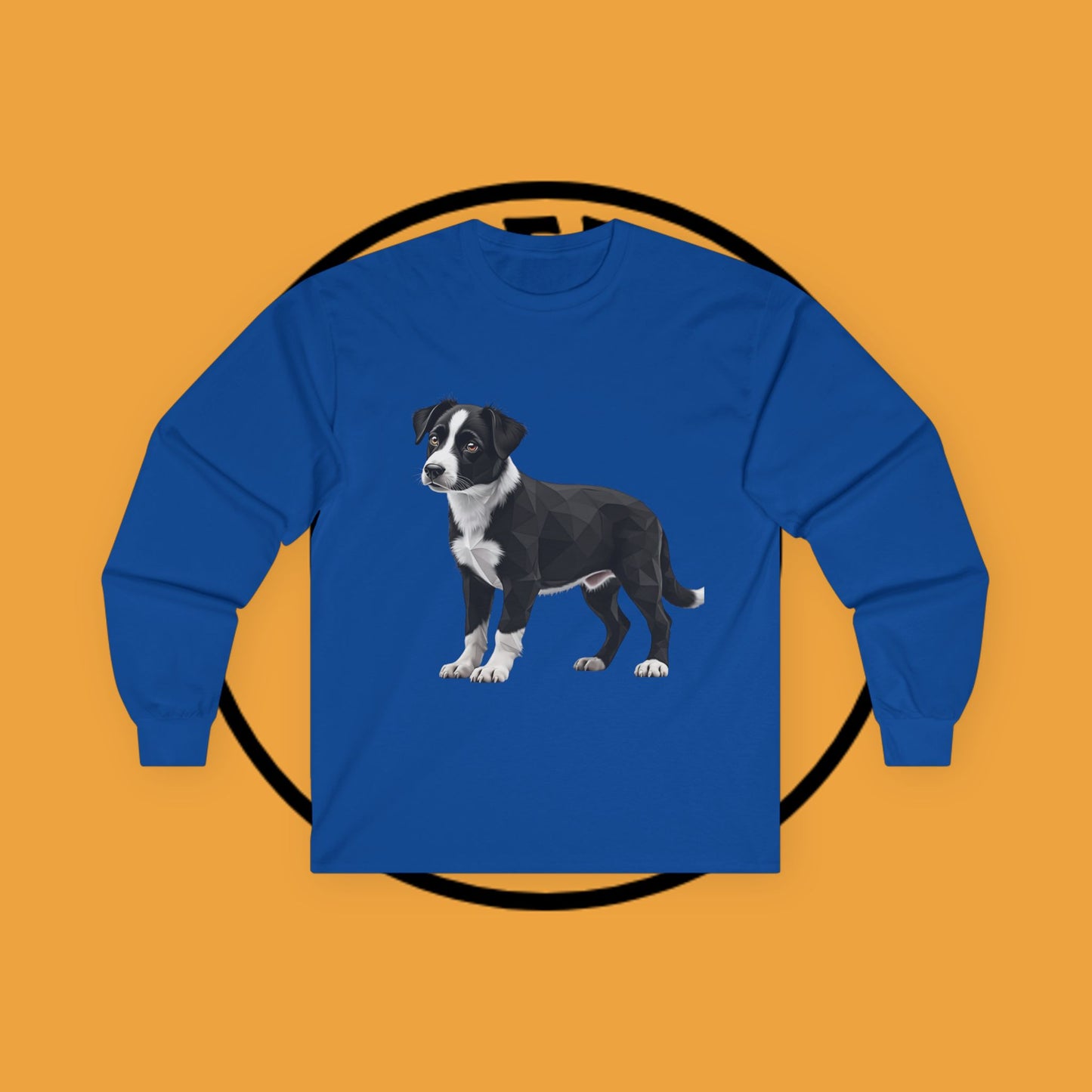 Geometric Border Collie Puppy Long Sleeve Tee - Low Poly Dog Art Shirt | Modern Pet Apparel