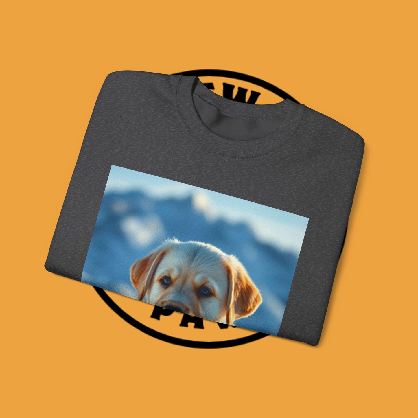 Crewneck Sweatshirt - Cute Labrador Puppy with Blue Eyes - Adorable Dog Portrait in Snow
