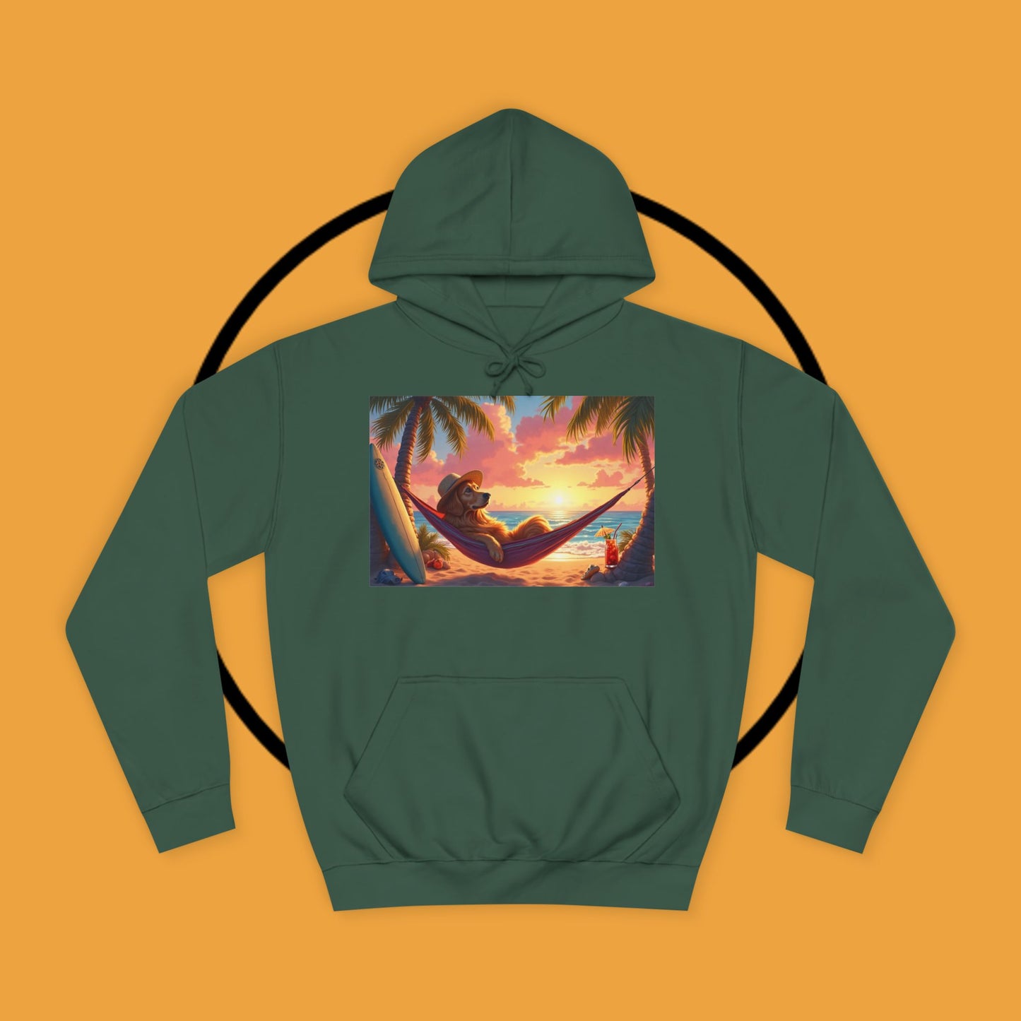 Beachside Bliss Golden Retriever Hammock Hoodie - Unisex Hoodies