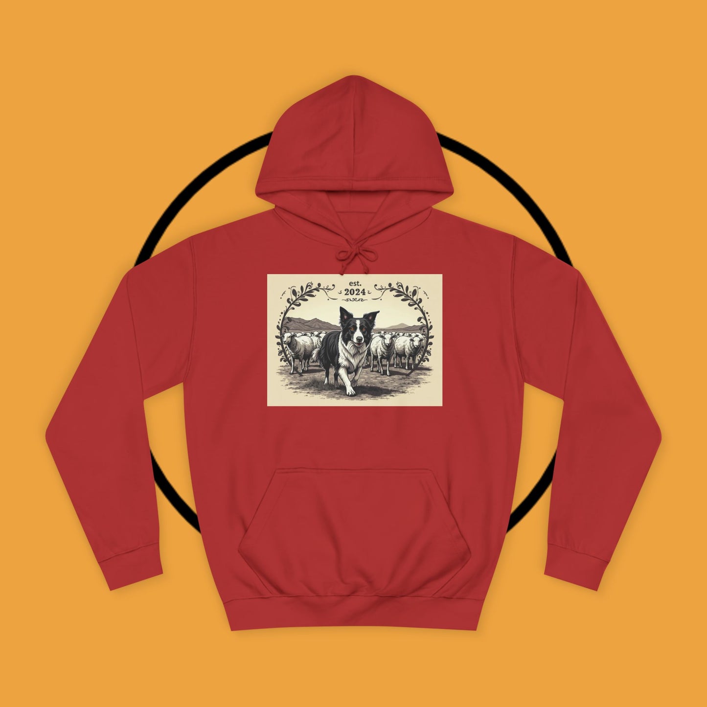 "Border Collie Sheep Herding Hoodie - Vintage Farm Life Est. 2024 Sweatshirt | Premium Pastoral Dog Design"