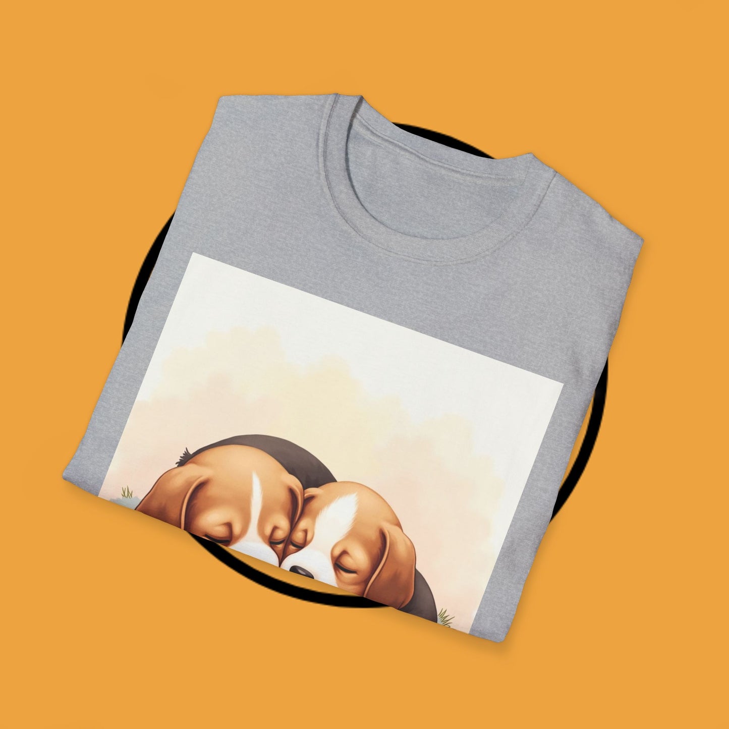 Beagle Twin Puppies Cuddling T-Shirt - Adorable Sleeping Puppies Design | Perfect Gift for Dog Lovers & Siblings