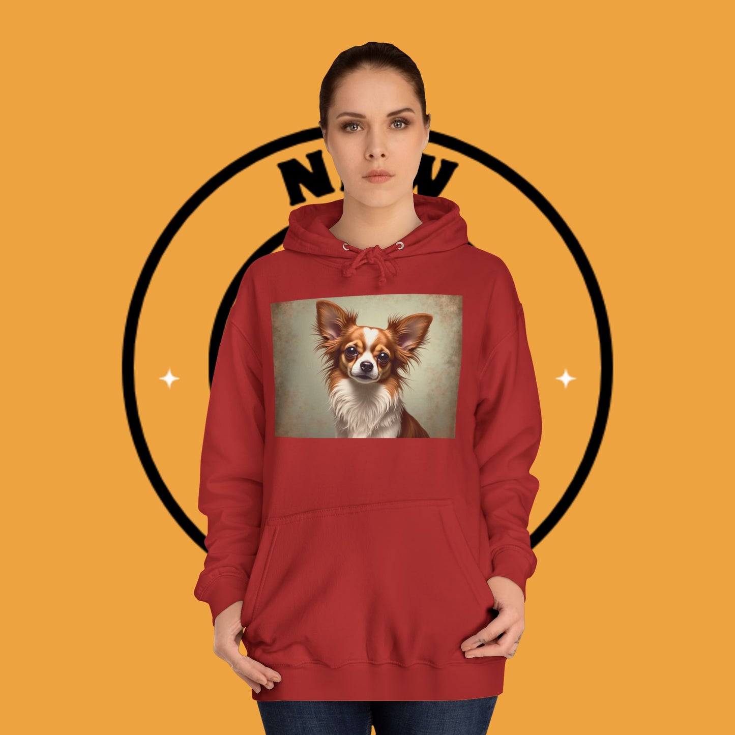 "Long Haired Chihuahua Portrait Hoodie | Elegant Pet Art | Classic Dog Painting Style | Beautiful Chihuahua Gift"