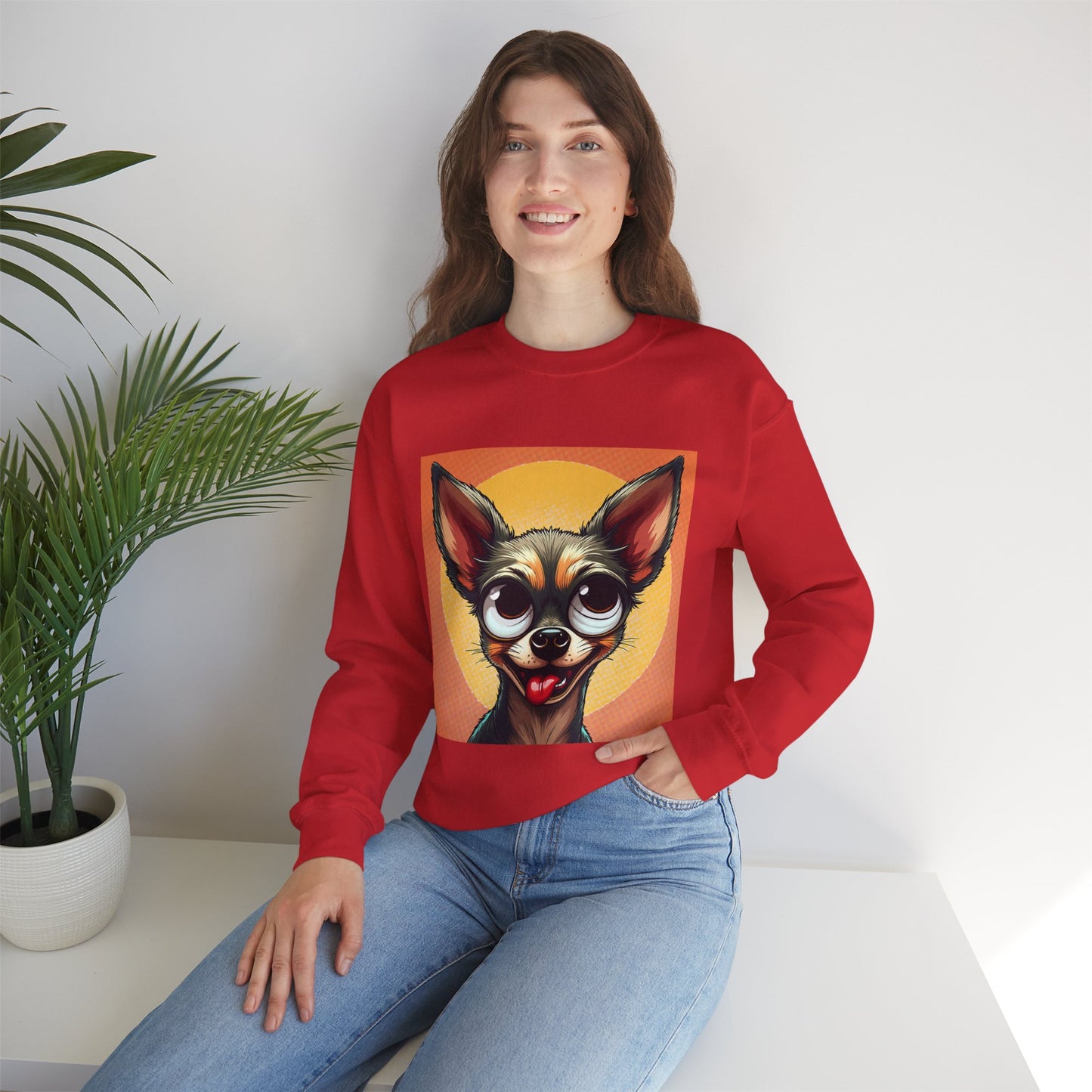 Cute Chihuahua Crewneck Sweatshirt - Funny Dog Lover Gift | Adorable Pet Portrait Pullover