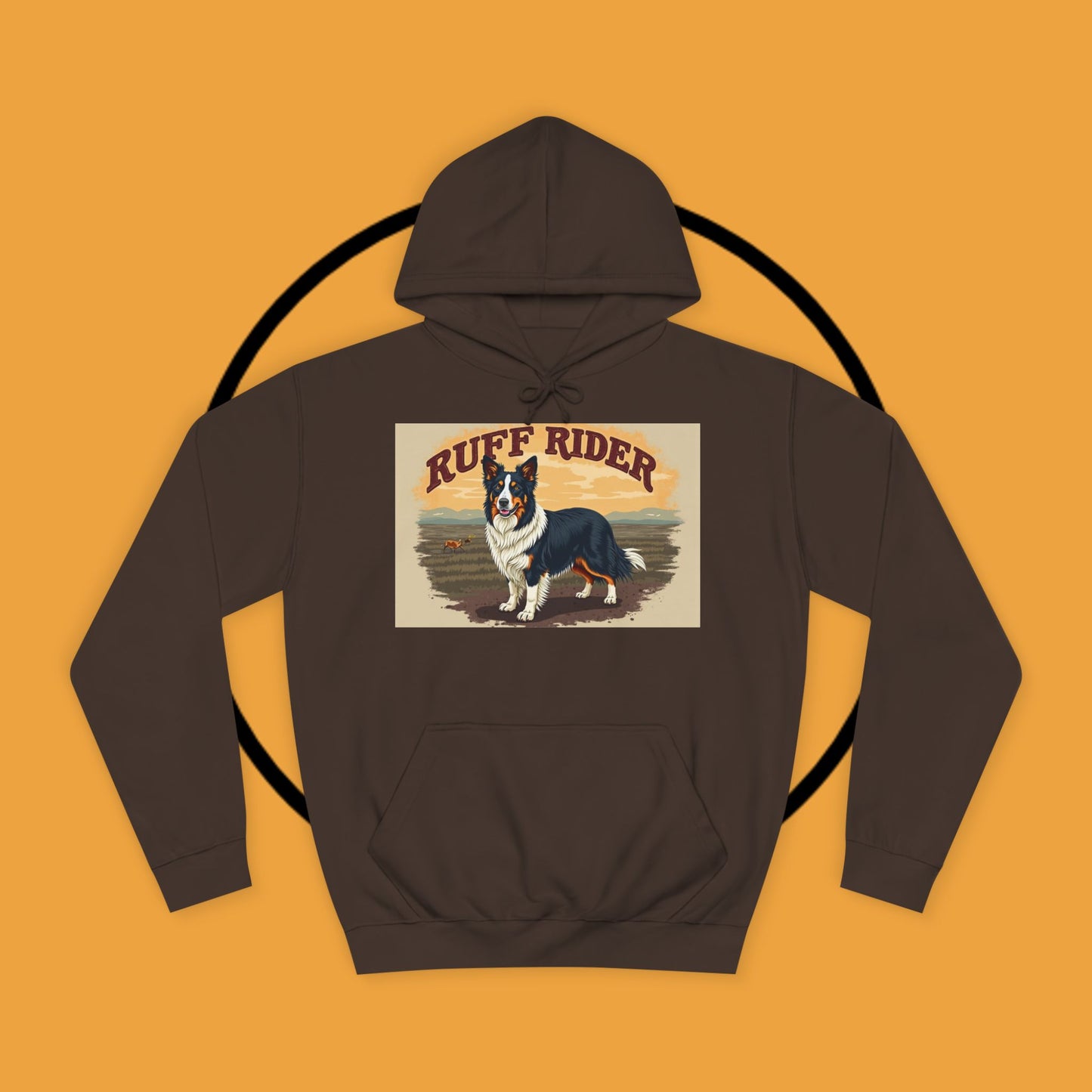 "Ruff Rider Border Collie Hoodie - Vintage Western Dog Lover Sweatshirt | Premium Quality Comfort Wear"