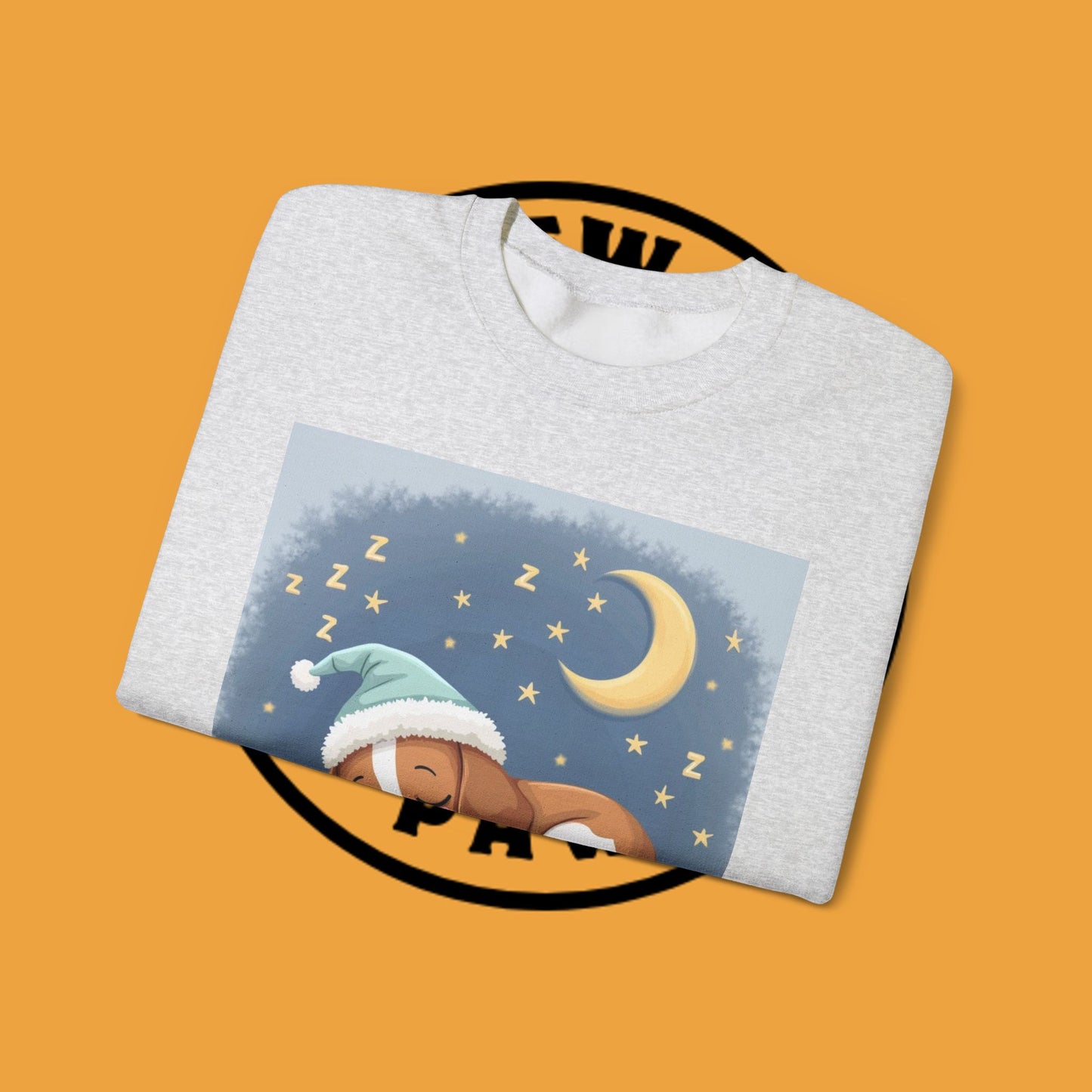 Sleeping Dog Crewneck Sweatshirt - Cute Beagle Design with Moon and Stars