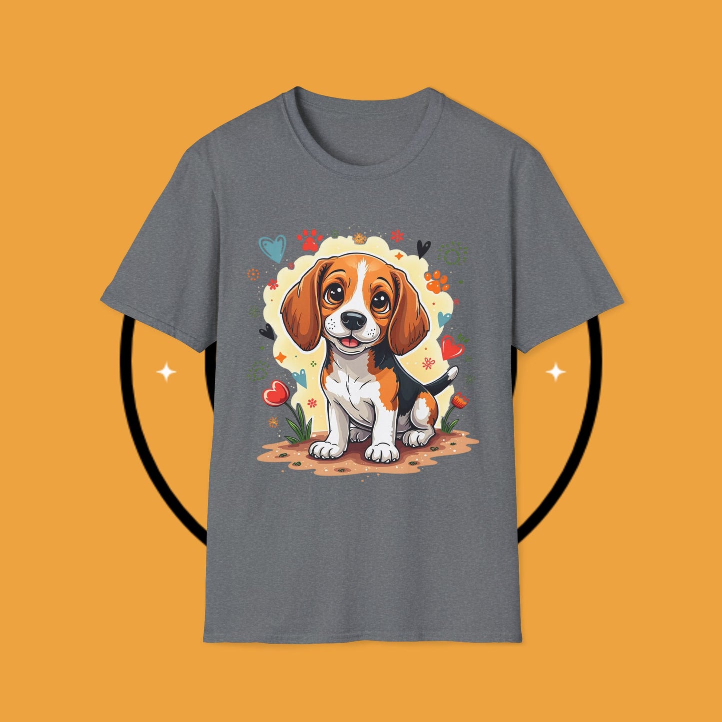 Adorable Beagle Puppy with Hearts & Paws T-Shirt - Cute Dog Love Design Graphic Tee