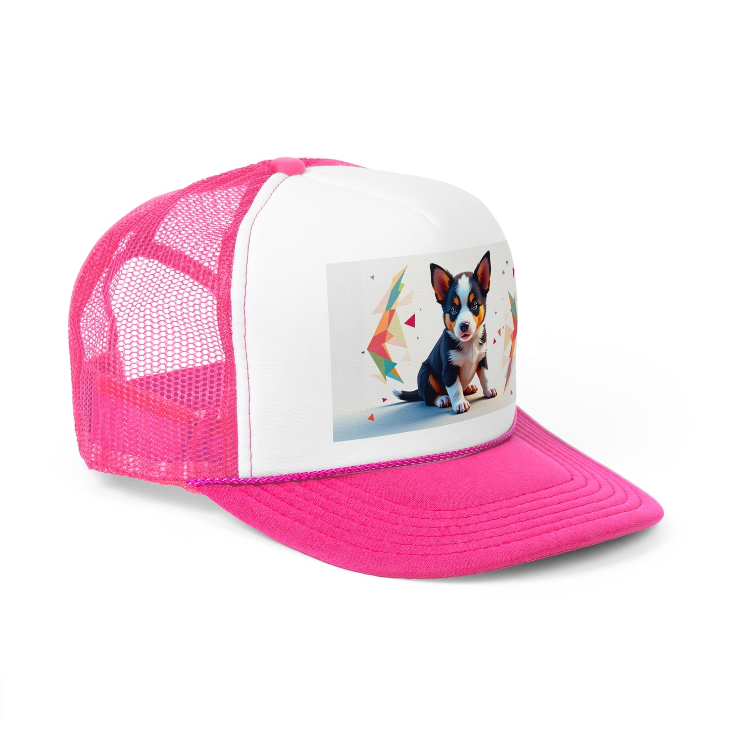 Geometric Puppy Trucker Hat - Modern Art Dog Cap - Abstract Design Baseball Hat
