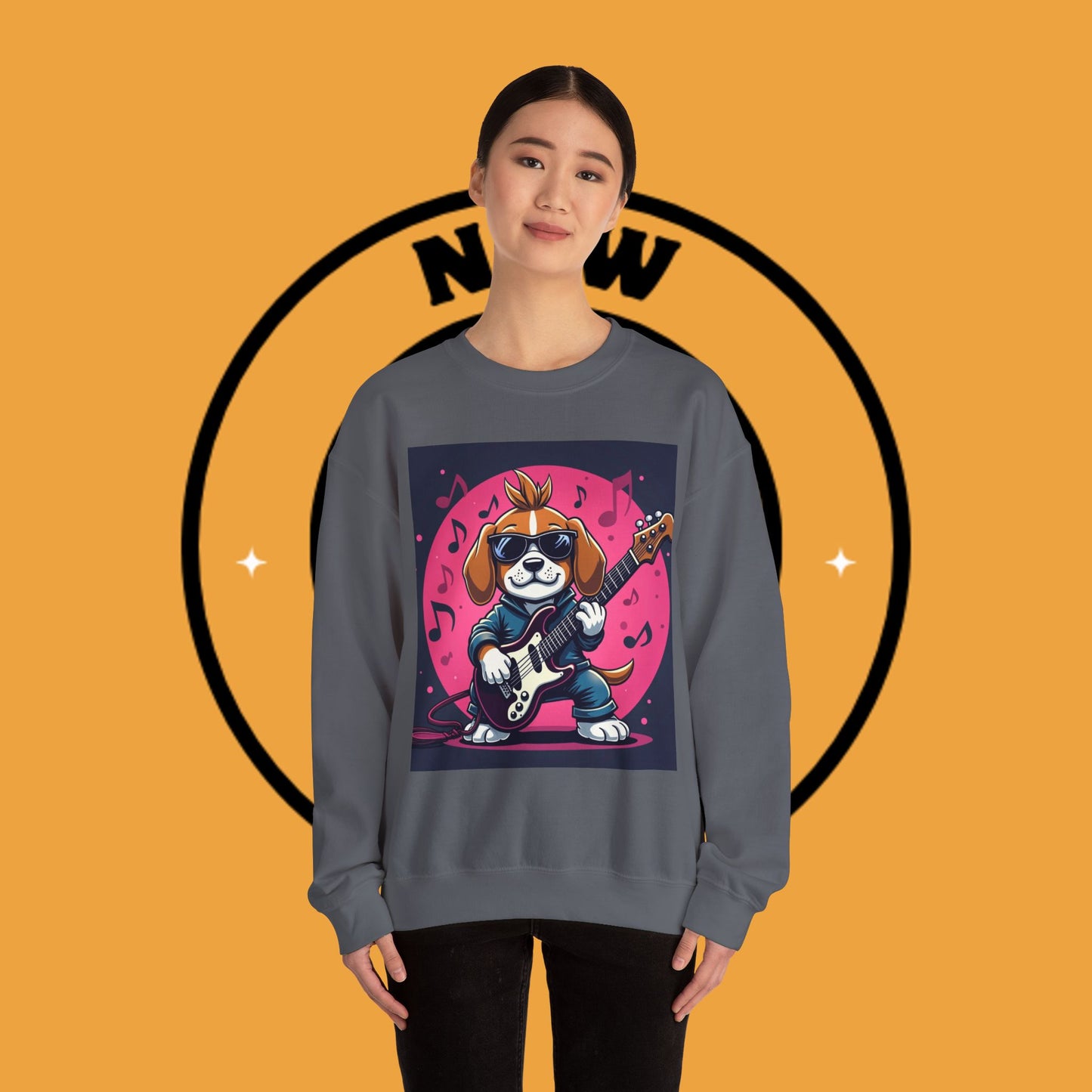 Dog Lover Crewneck Sweatshirt - Beagle Rockstar ๐ธ ROCK STAR BEAGLE SWEATSHIRT - UNLEASH YOUR INNER ROCKSTAR! ๐ธ