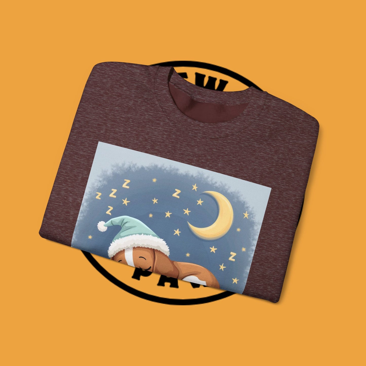 Sleeping Dog Crewneck Sweatshirt - Cute Beagle Design with Moon and Stars