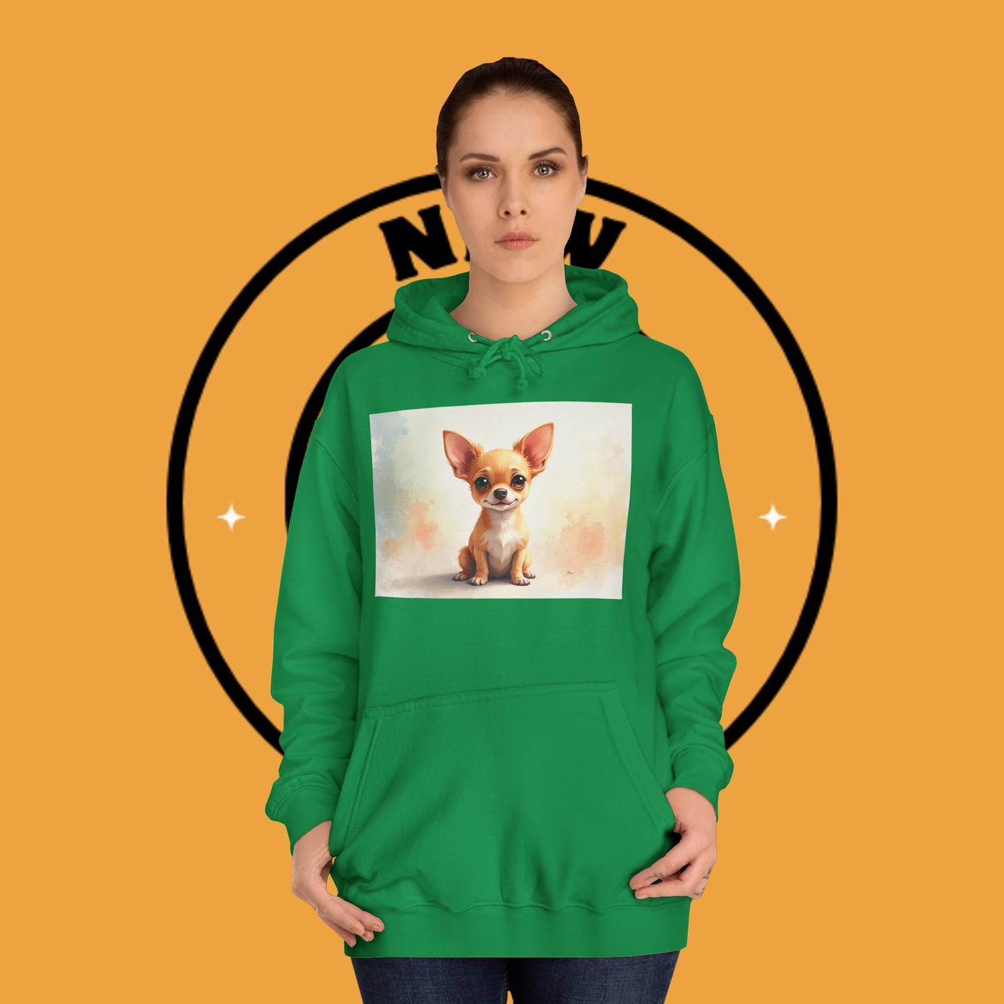 Watercolor Chihuahua Puppy Hoodie - Artistic Dog Portrait Sweatshirt