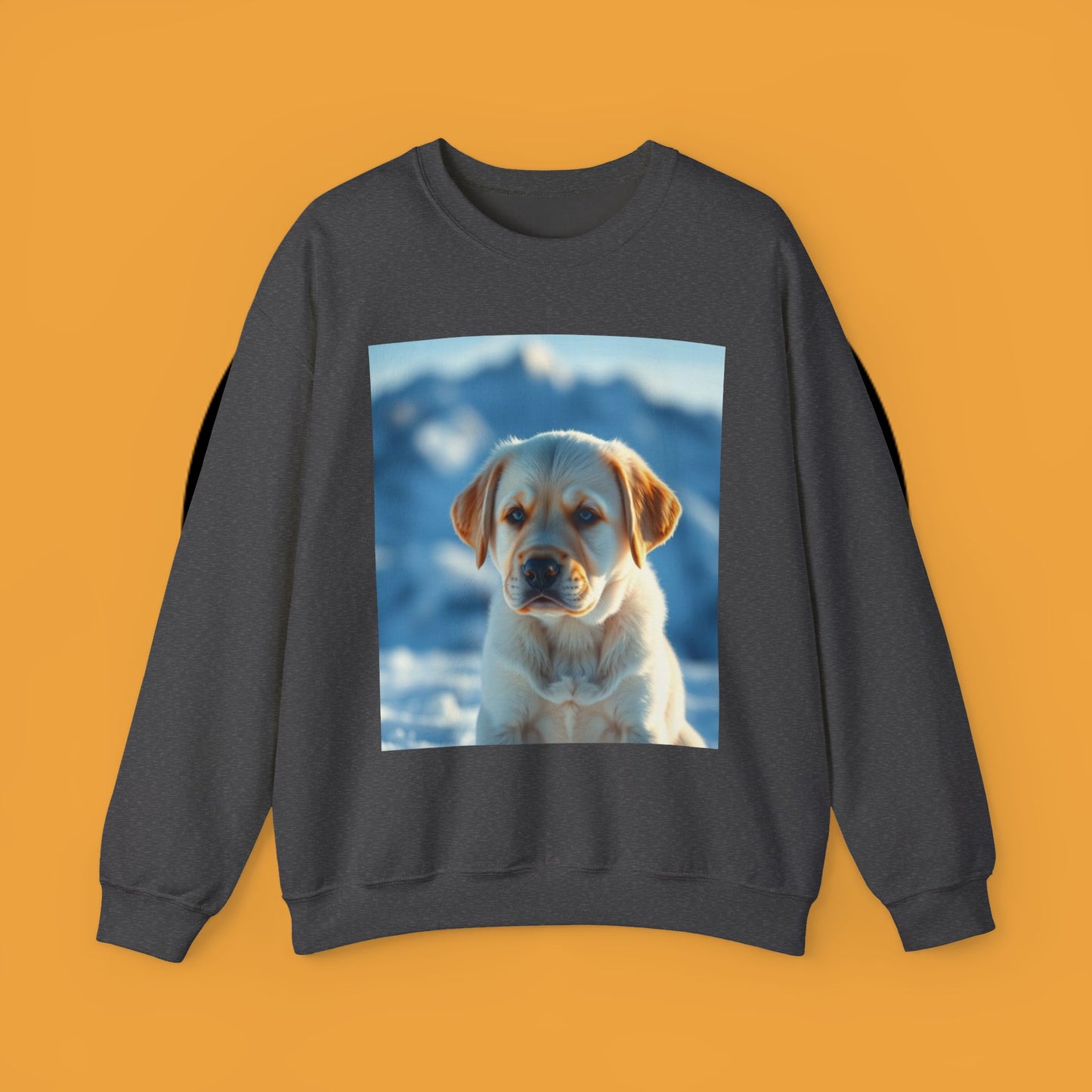 Crewneck Sweatshirt - Cute Labrador Puppy with Blue Eyes - Adorable Dog Portrait in Snow