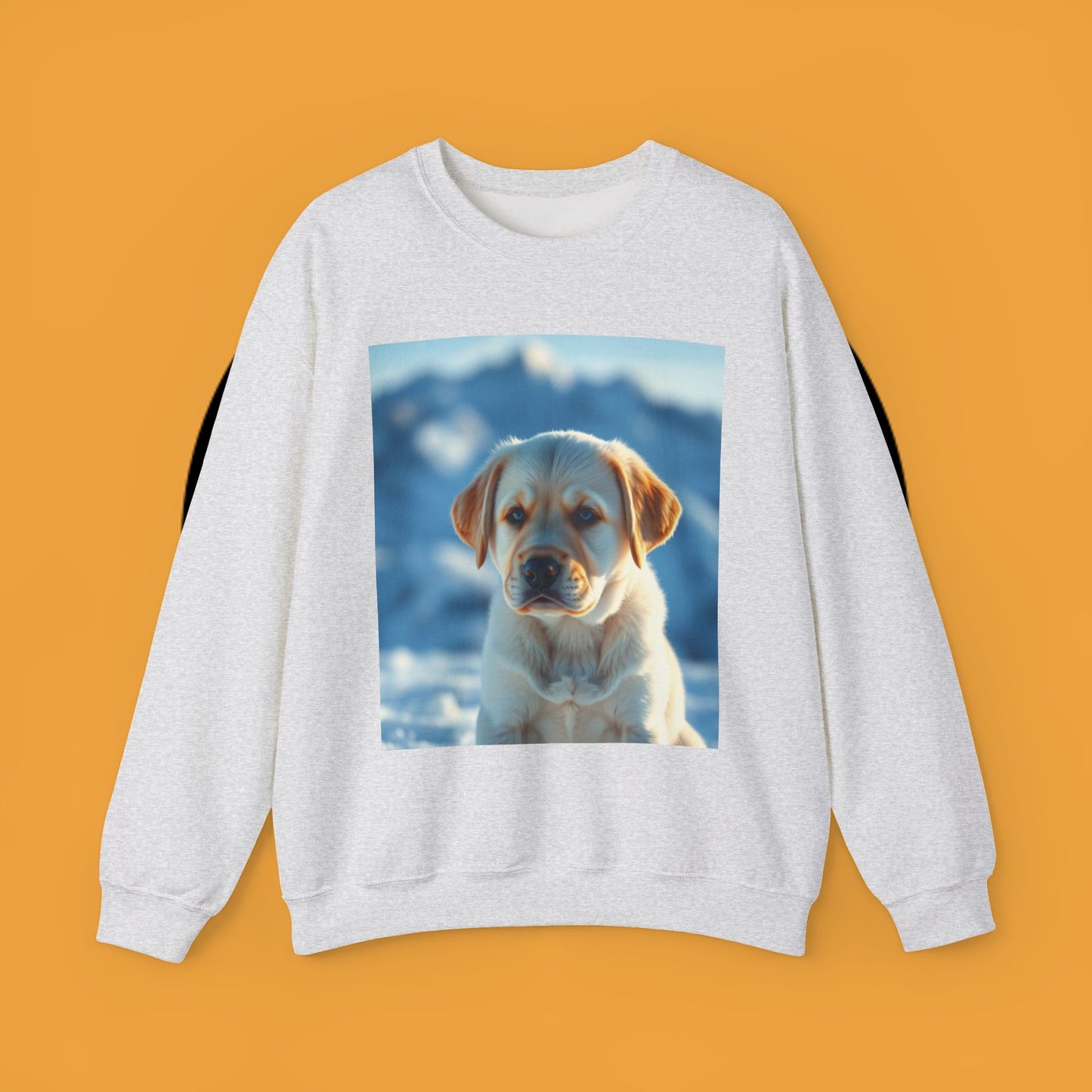 Crewneck Sweatshirt - Cute Labrador Puppy with Blue Eyes - Adorable Dog Portrait in Snow
