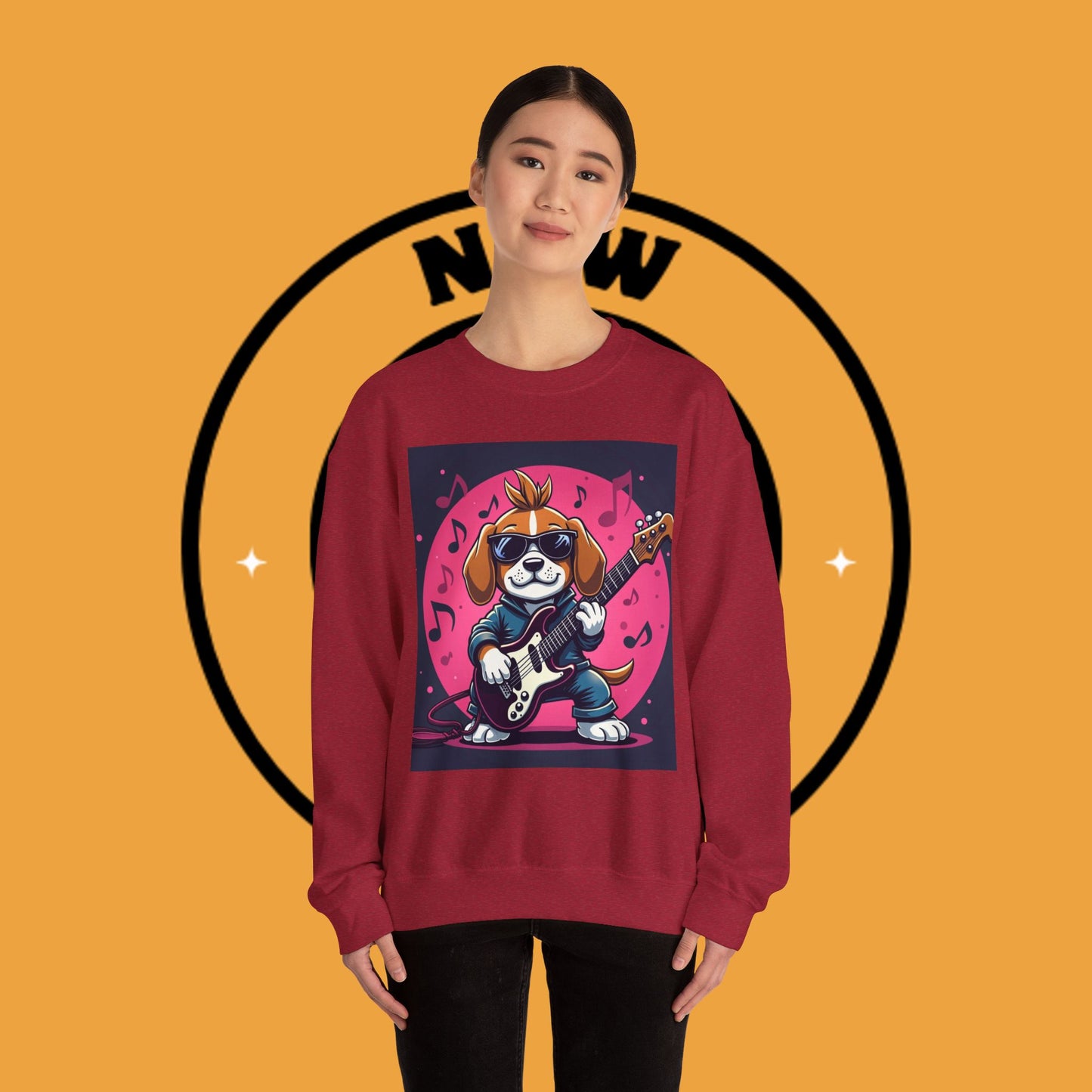 Dog Lover Crewneck Sweatshirt - Beagle Rockstar ๐ธ ROCK STAR BEAGLE SWEATSHIRT - UNLEASH YOUR INNER ROCKSTAR! ๐ธ